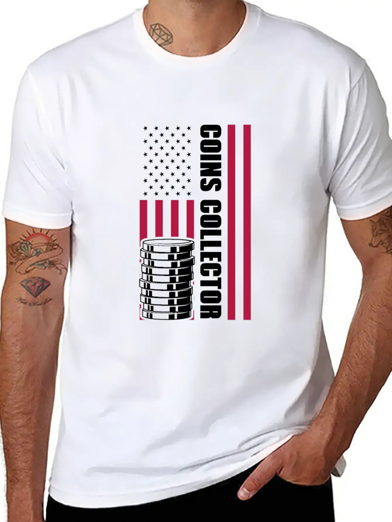Coins Collector USA American Flag Timeless Short Sleeve Tee – Comfy And Minimalist Design