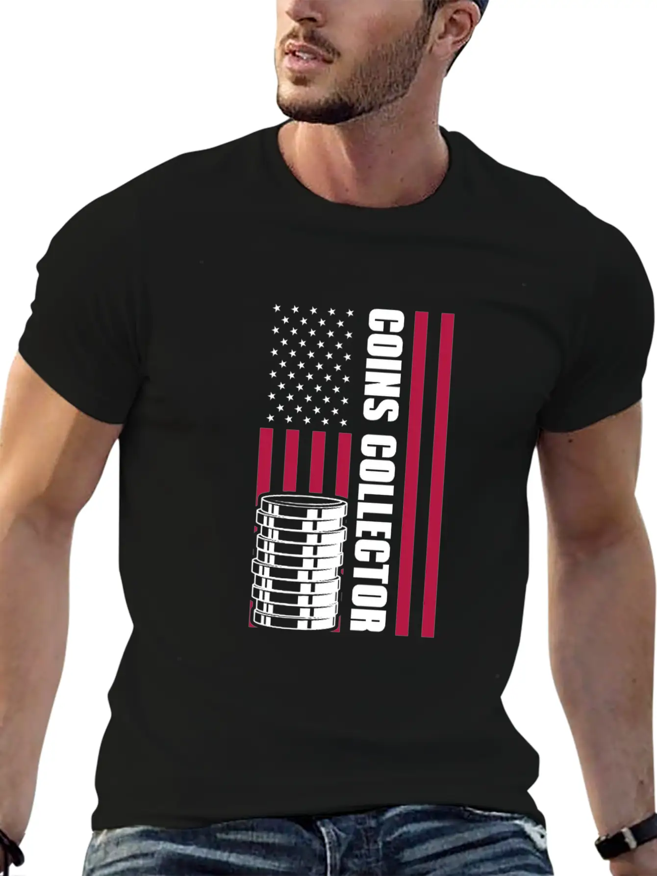 Coins Collector USA American Flag Timeless Short Sleeve Tee – Comfy And Minimalist Design