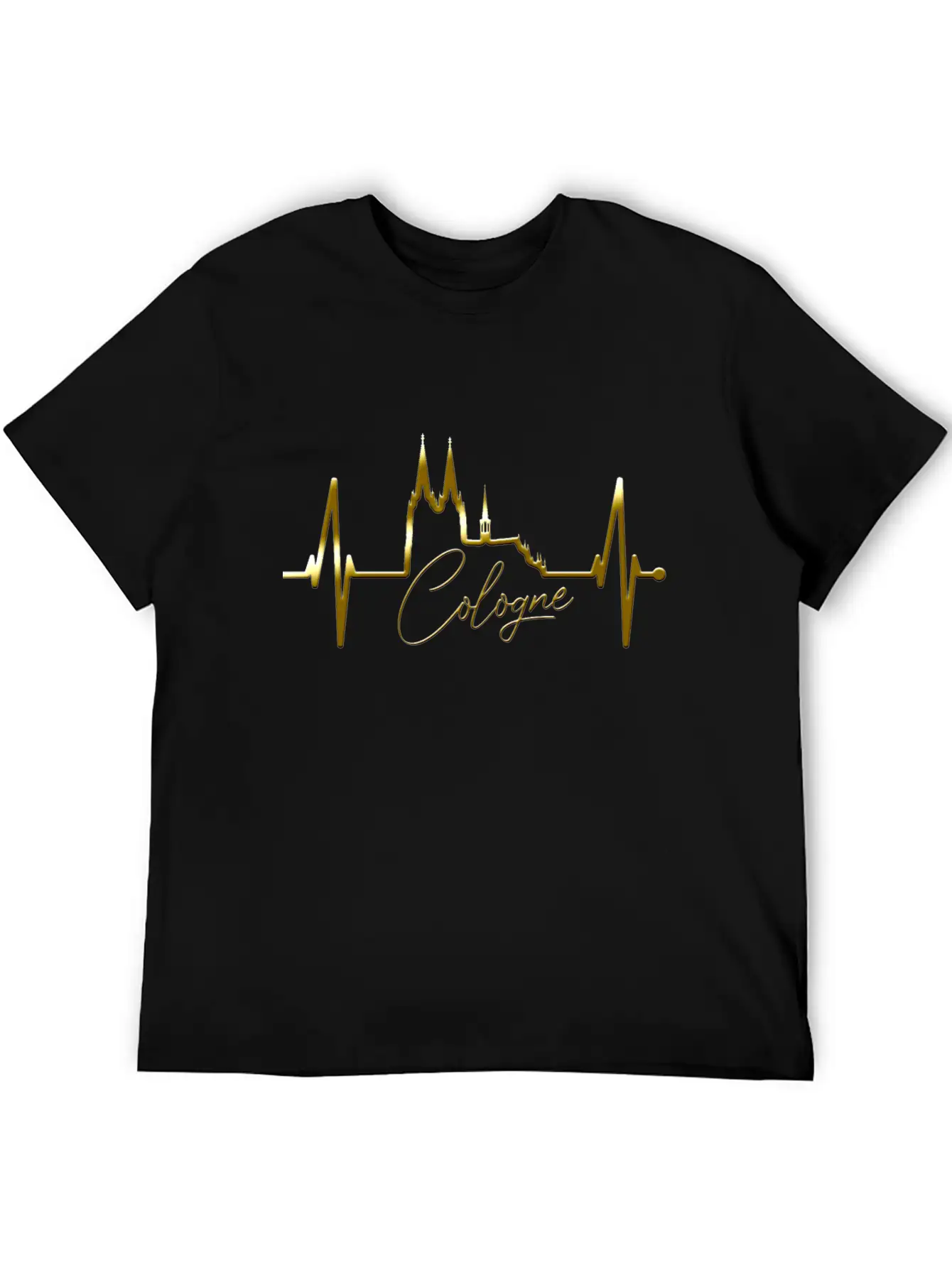 Cologne Skyline Heartbeat Köln Fan Heart Cathedral Basic Graphic T-Shirt – Daily Comfort In Soft Cotton