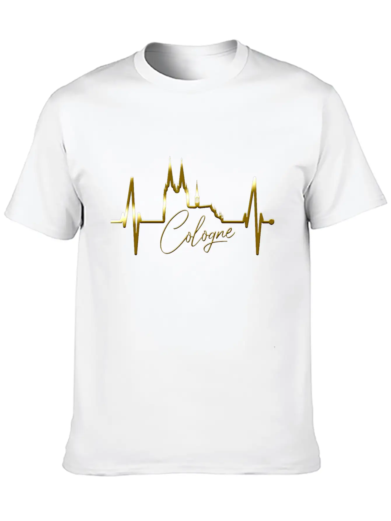 Cologne Skyline Heartbeat Köln Fan Heart Cathedral Basic Graphic T-Shirt – Daily Comfort In Soft Cotton