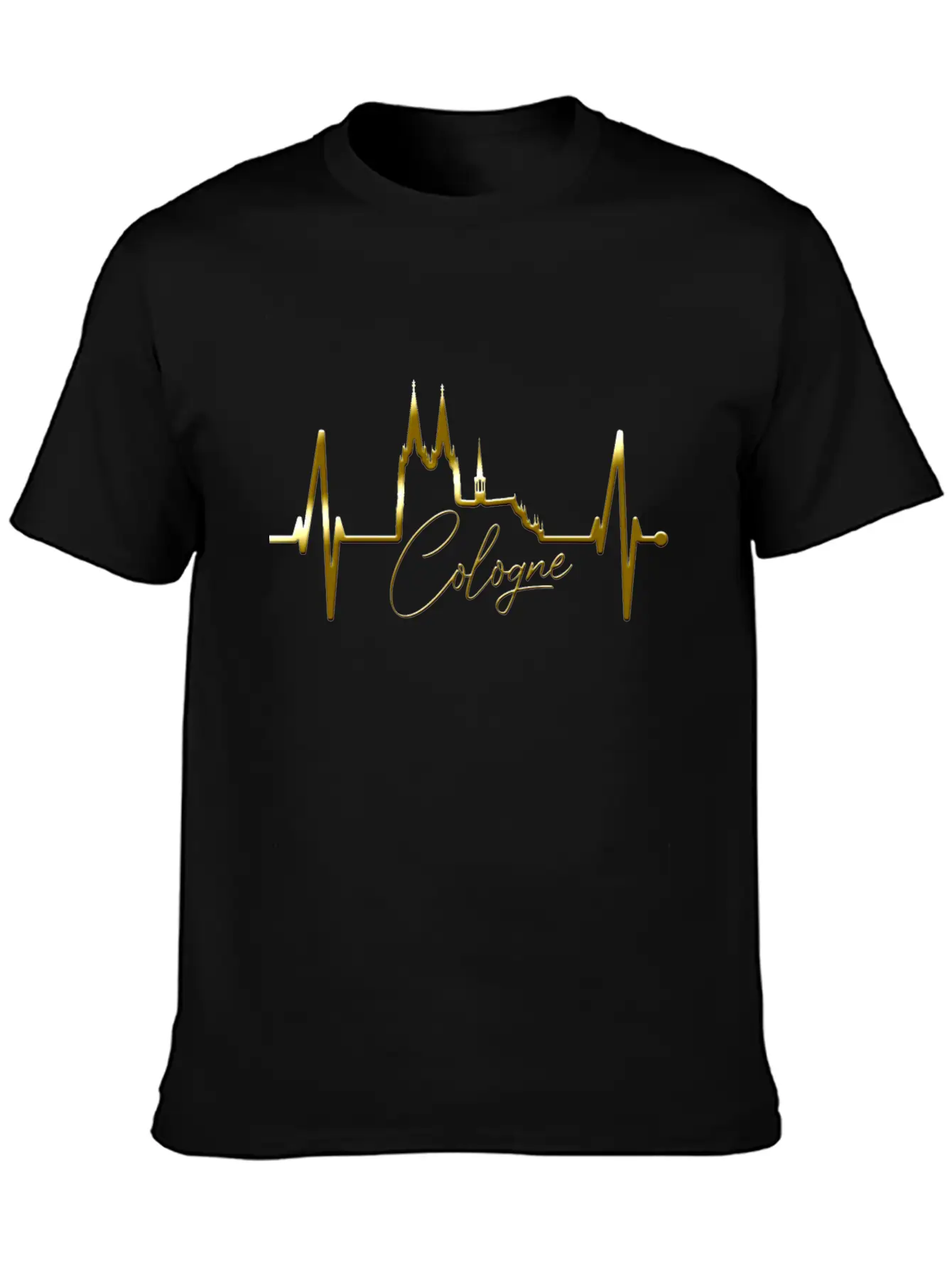 Cologne Skyline Heartbeat Köln Fan Heart Cathedral Basic Graphic T-Shirt – Daily Comfort In Soft Cotton