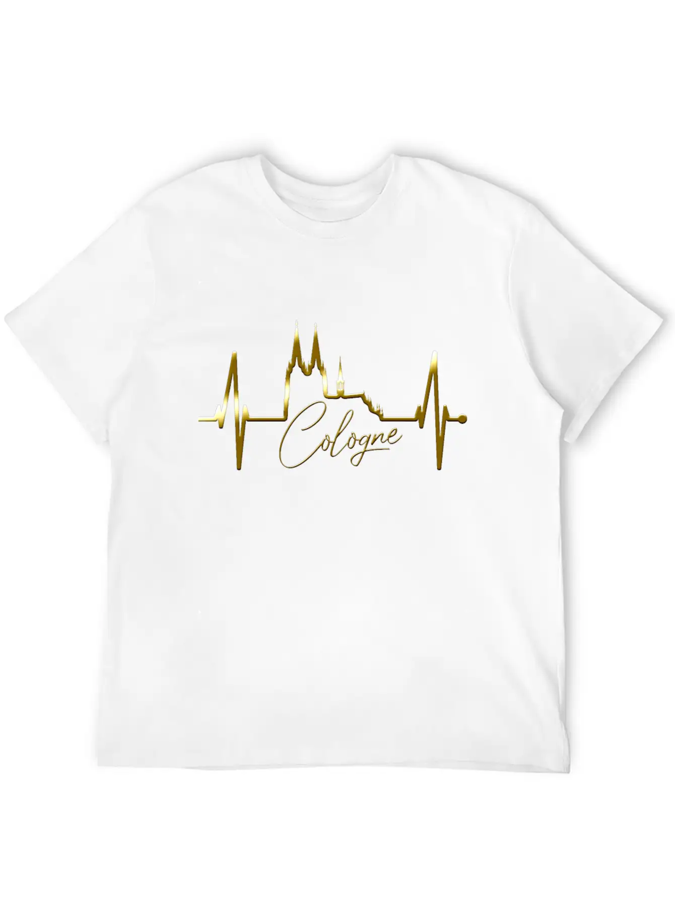 Cologne Skyline Heartbeat Köln Fan Heart Cathedral Basic Graphic T-Shirt – Daily Comfort In Soft Cotton