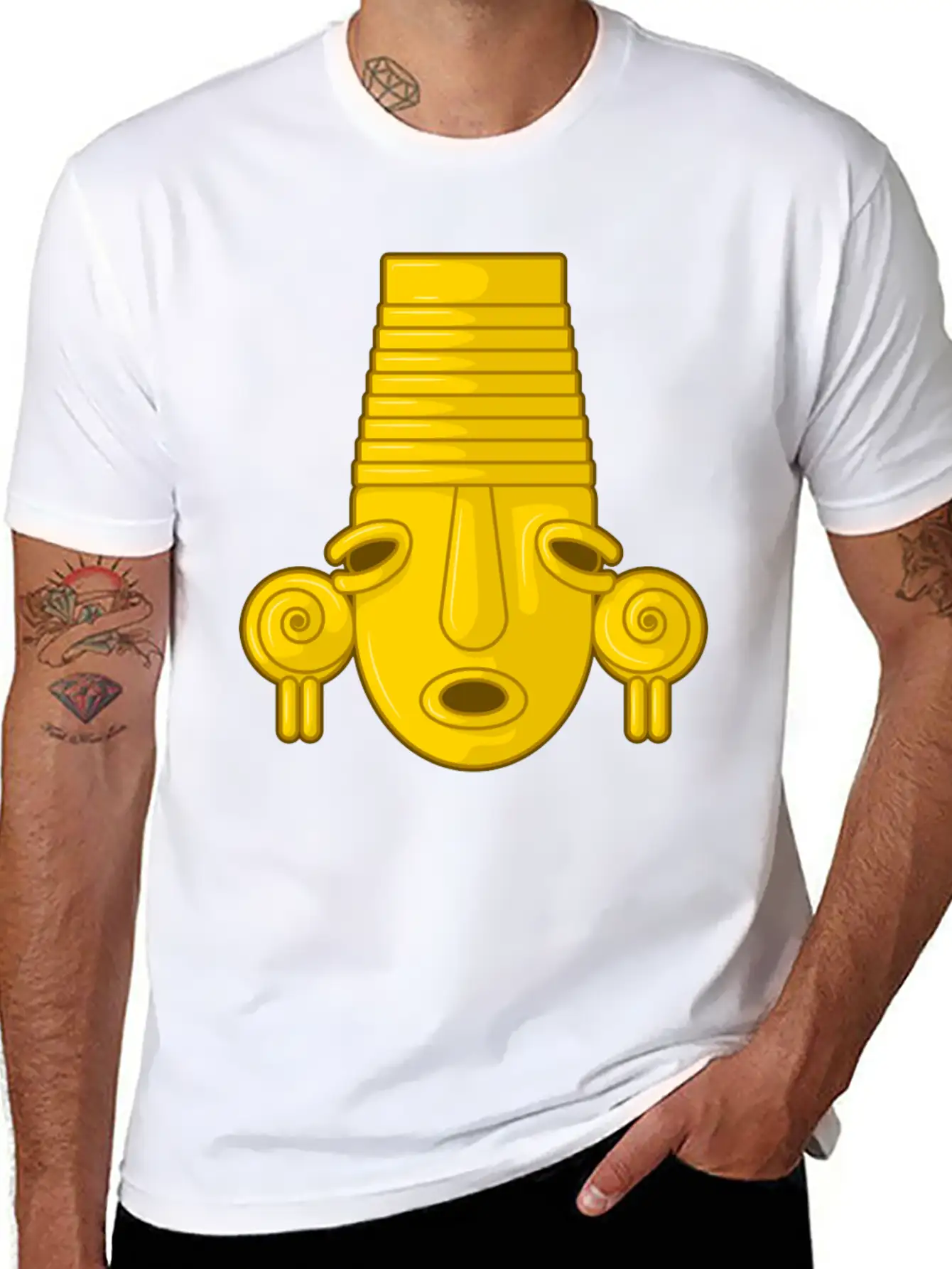 Colombian Calima Native Art Unisex Short Sleeve Soft Cotton T-Shirt – Casual Everyday Wear