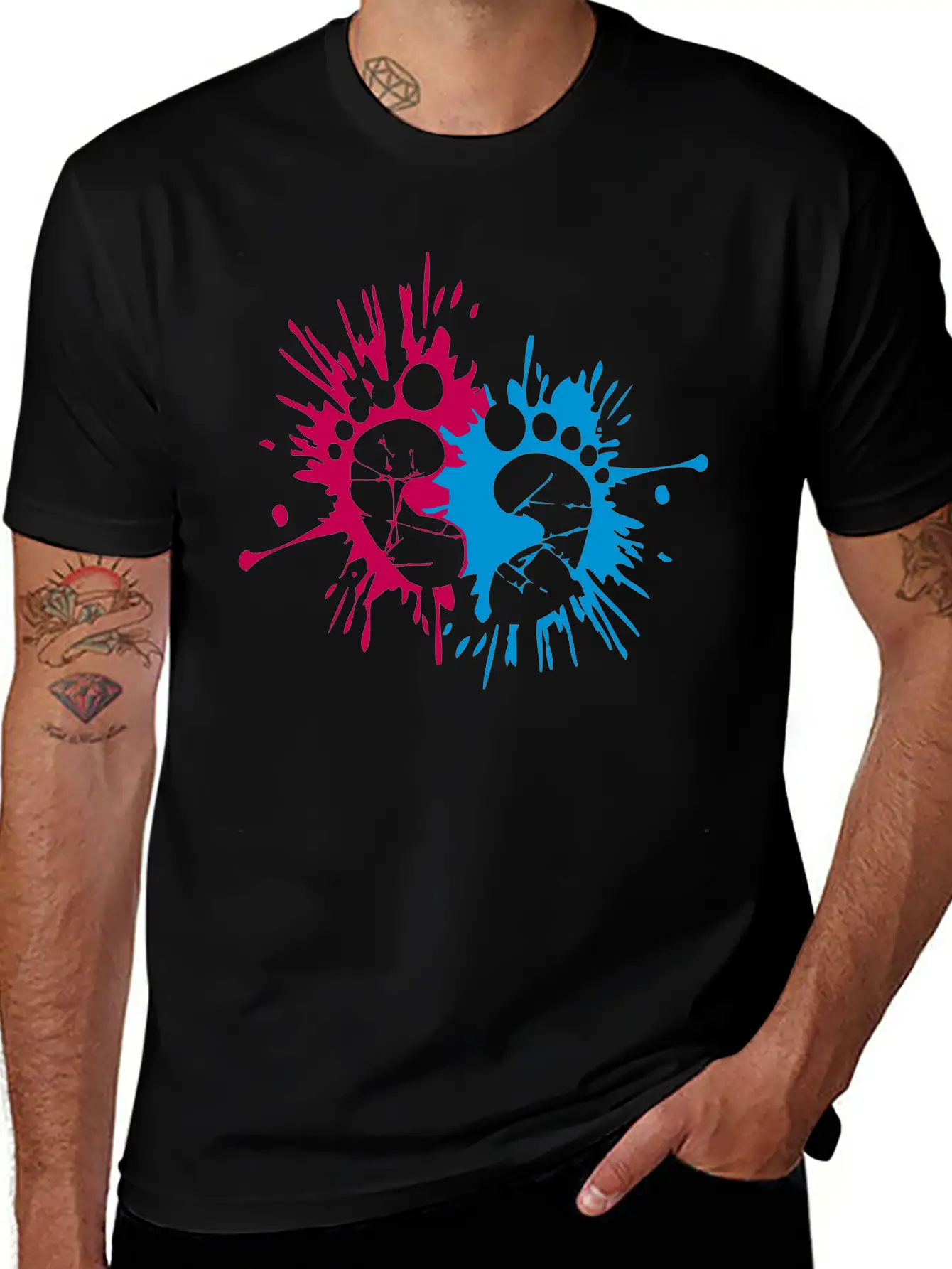 Color Ink Baby Feet Blob Splash Imprint Pregnant G Unisex Short Sleeve Soft Cotton T-Shirt – Casual Everyday Wear