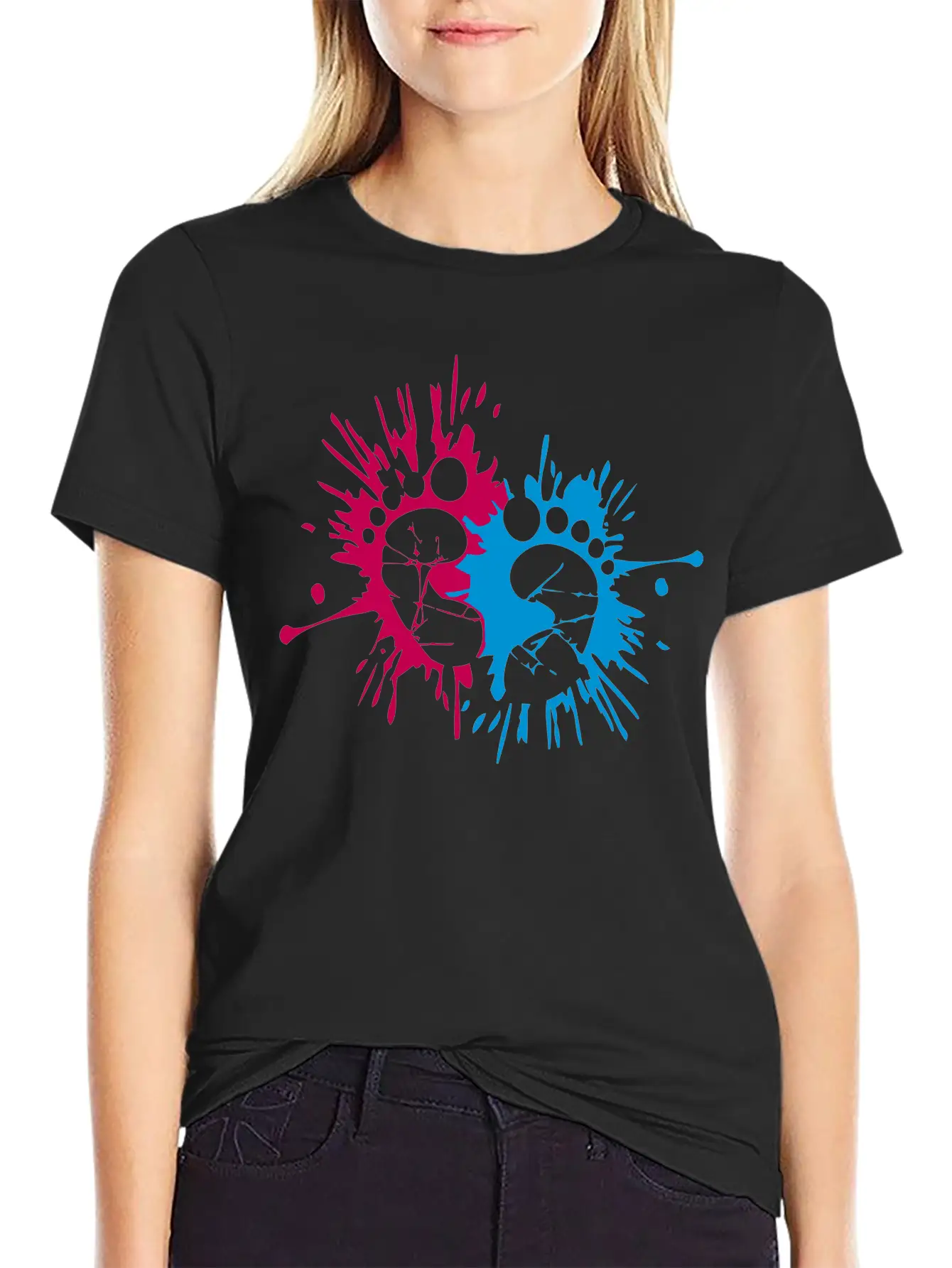 Color Ink Baby Feet Blob Splash Imprint Pregnant G Unisex Short Sleeve Soft Cotton T-Shirt – Casual Everyday Wear