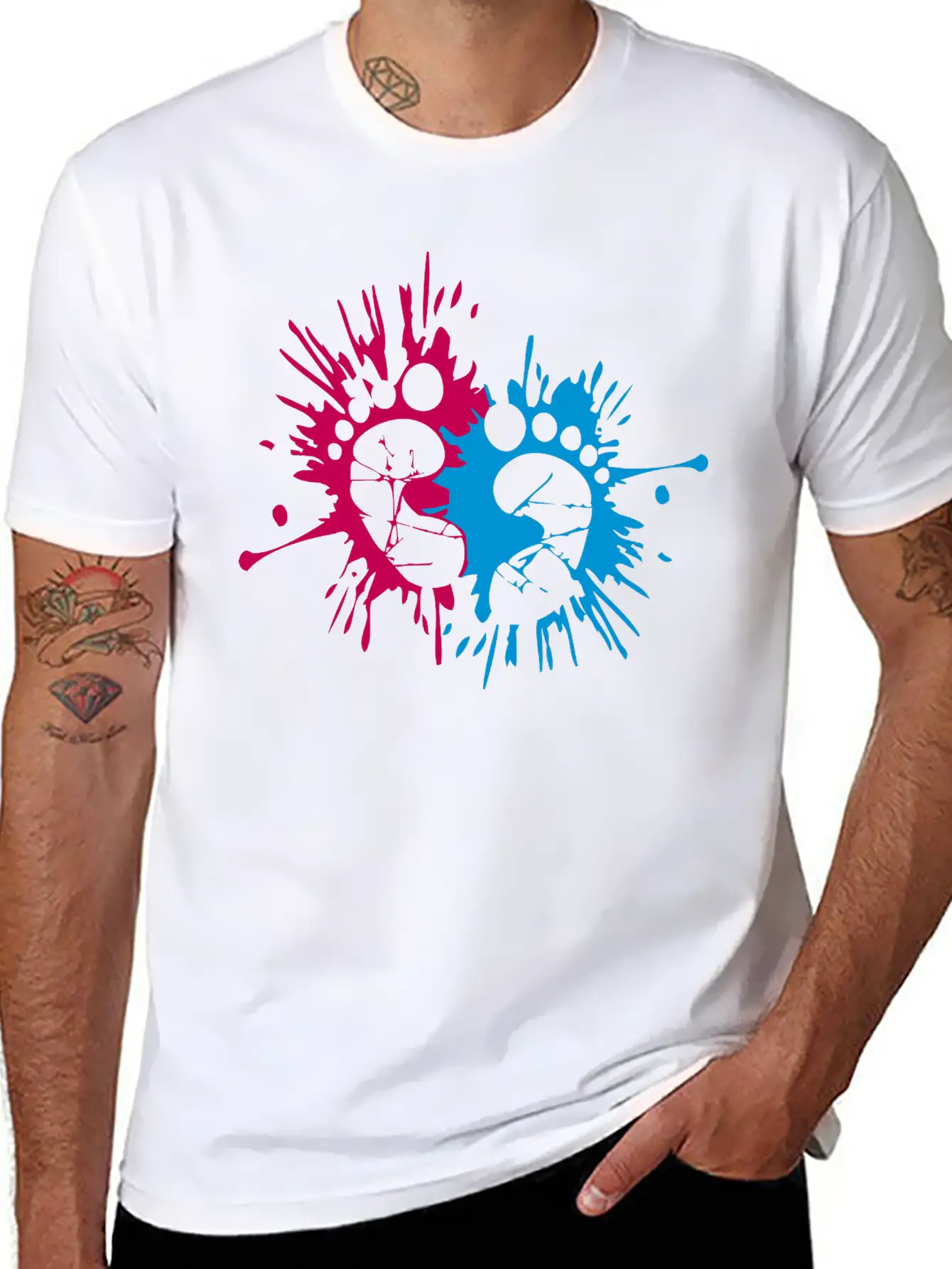 Color Ink Baby Feet Blob Splash Imprint Pregnant G Unisex Short Sleeve Soft Cotton T-Shirt – Casual Everyday Wear