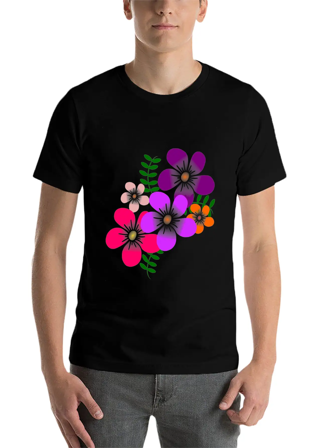 Colorful Flowers, Blooms, Blooming Flower, Petals Basic Graphic T-Shirt – Daily Comfort In Soft Cotton