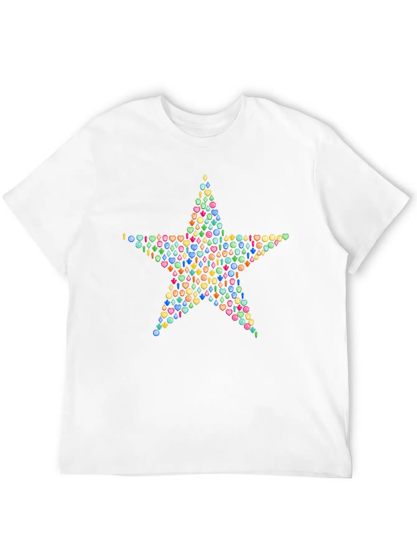 Colorful Gems Star Basic Graphic T-Shirt – Daily Comfort In Soft Cotton