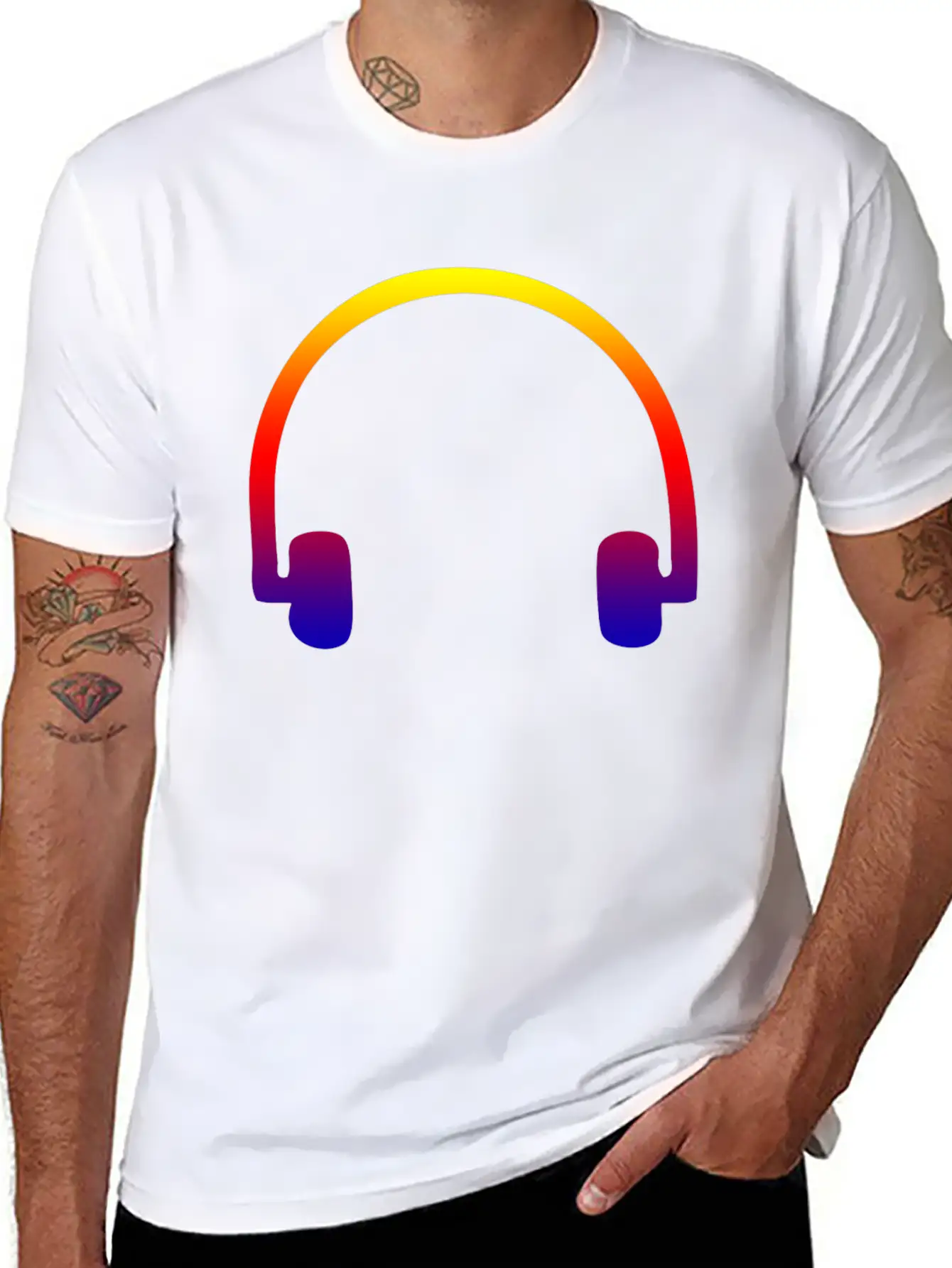 Colorful Headphones Stylish Everyday T-Shirt – Unisex Basic Cotton Tee