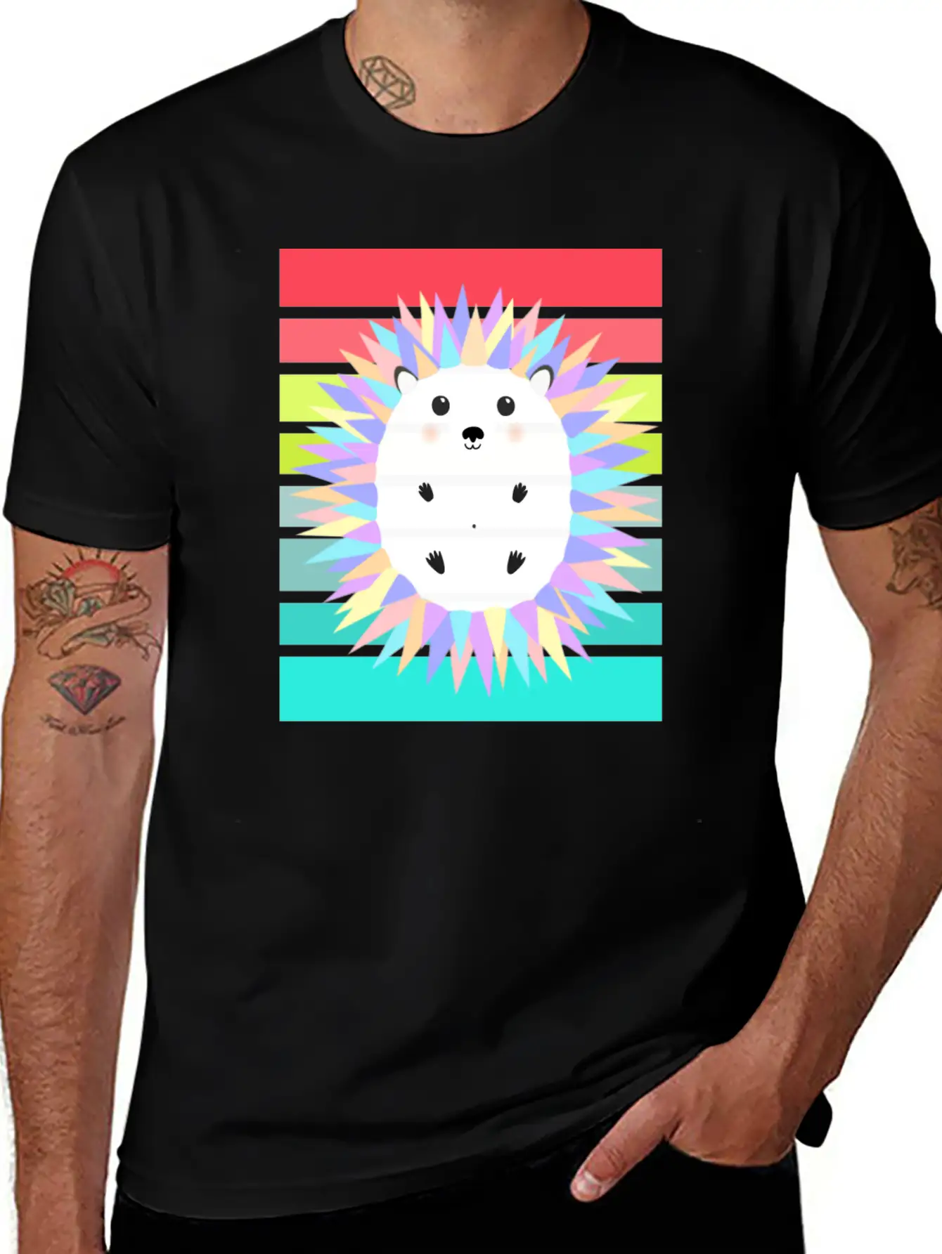 Colorful Hedgehog In The Sunset Stylish Everyday T-Shirt – Unisex Basic Cotton Tee
