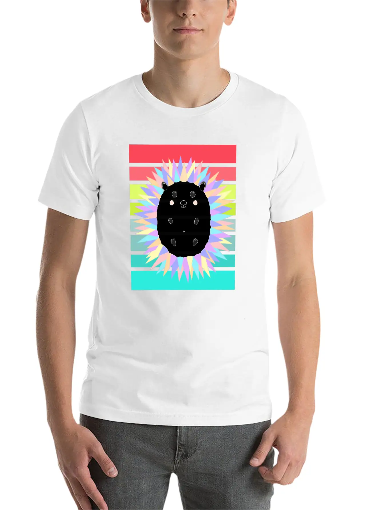 Colorful Hedgehog In The Sunset Stylish Everyday T-Shirt – Unisex Basic Cotton Tee