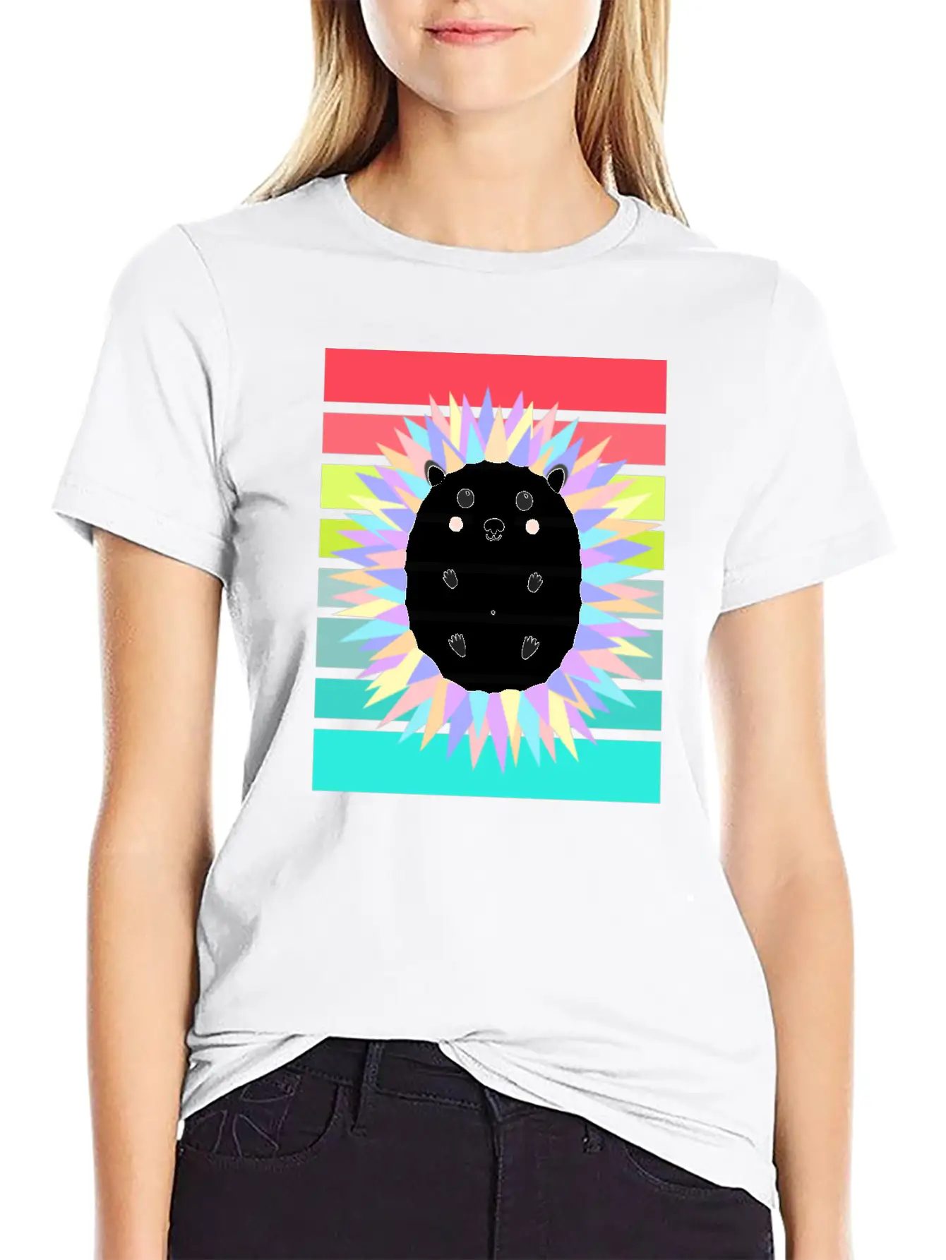 Colorful Hedgehog In The Sunset Stylish Everyday T-Shirt – Unisex Basic Cotton Tee