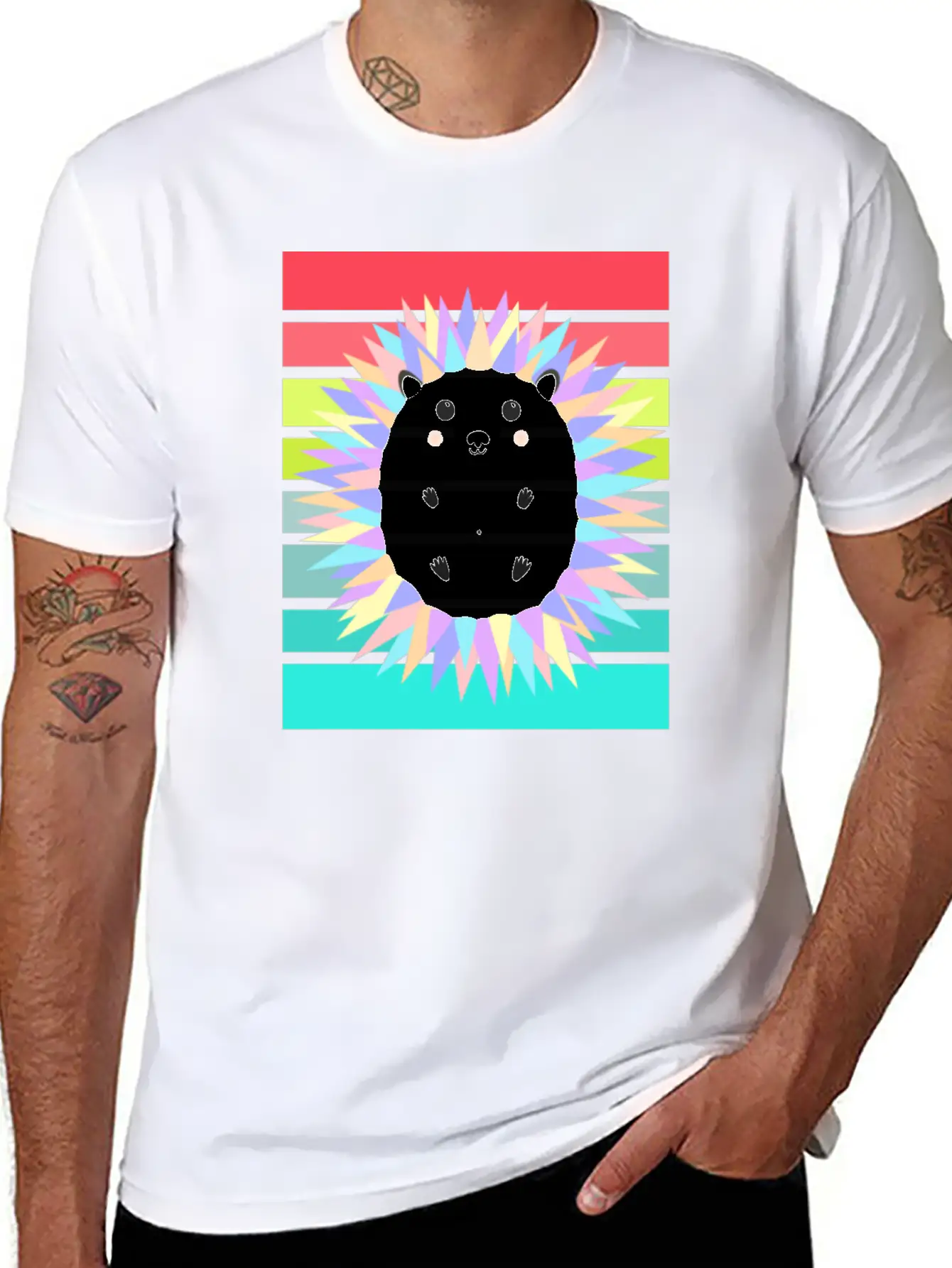 Colorful Hedgehog In The Sunset Stylish Everyday T-Shirt – Unisex Basic Cotton Tee