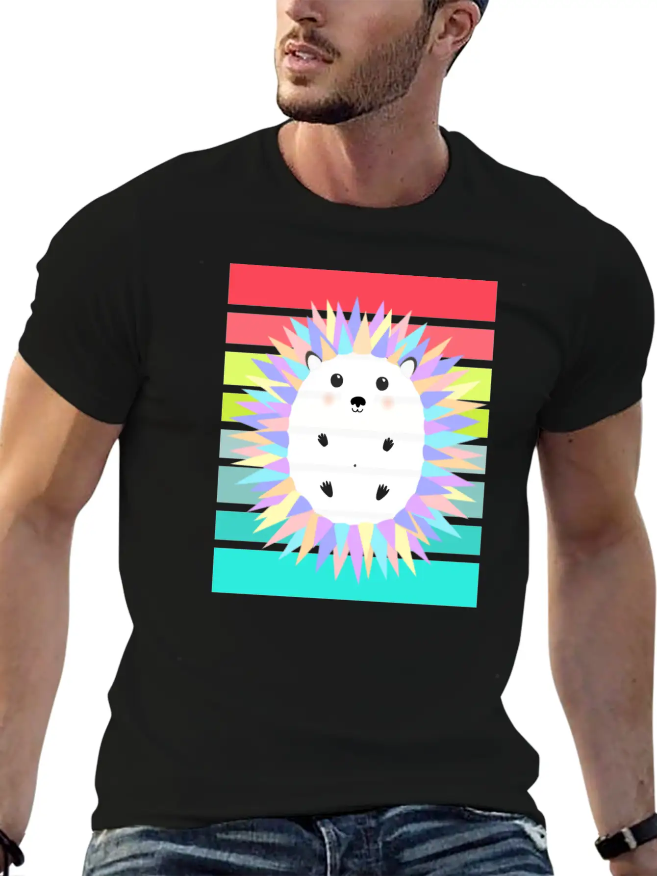 Colorful Hedgehog In The Sunset Stylish Everyday T-Shirt – Unisex Basic Cotton Tee