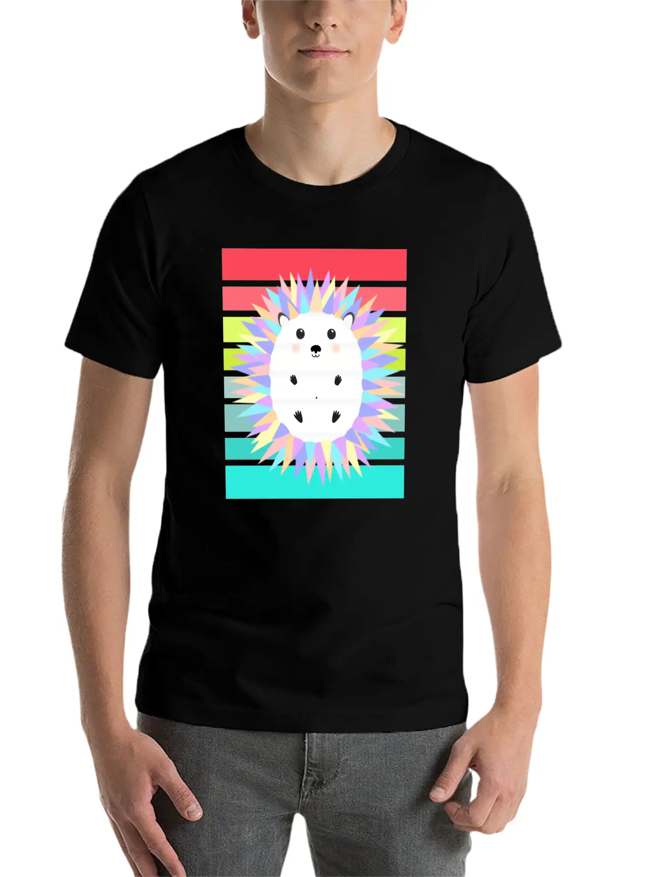 Colorful Hedgehog In The Sunset Stylish Everyday T-Shirt – Unisex Basic Cotton Tee
