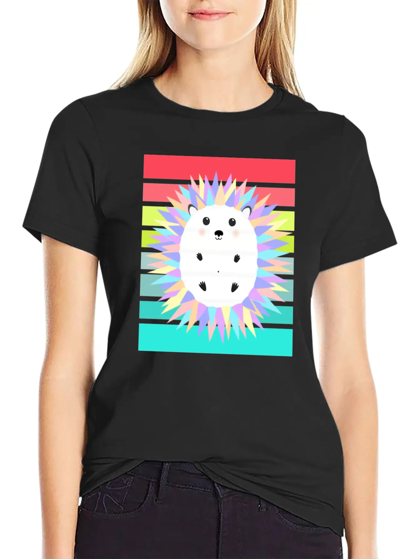 Colorful Hedgehog In The Sunset Stylish Everyday T-Shirt – Unisex Basic Cotton Tee