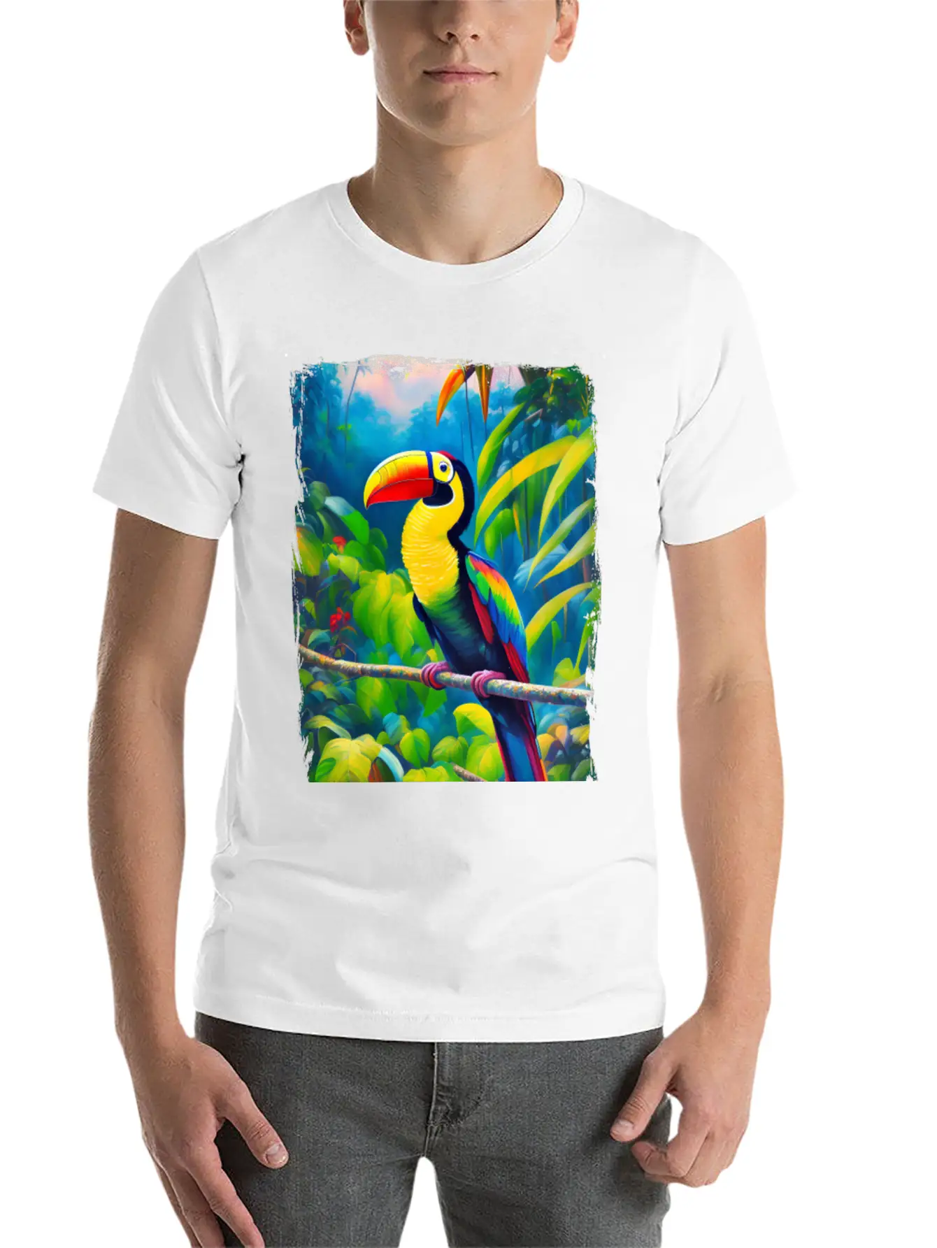 Colorful Toucan Bird Art Timeless Short Sleeve Tee – Comfy And Minimalist Design