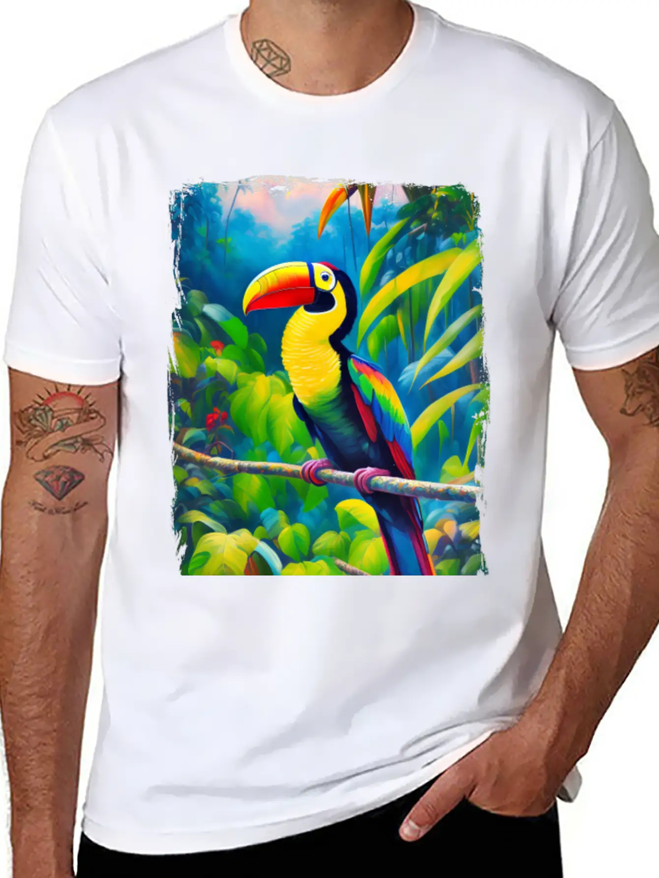 Colorful Toucan Bird Art Timeless Short Sleeve Tee – Comfy And Minimalist Design