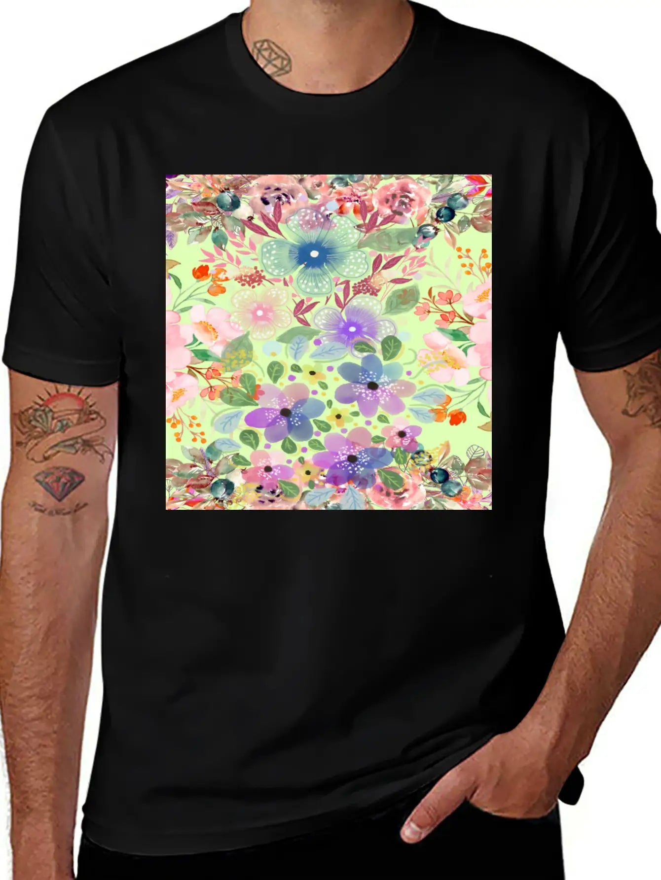 Colrful Floral Pattern Basic Graphic T-Shirt – Daily Comfort In Soft Cotton