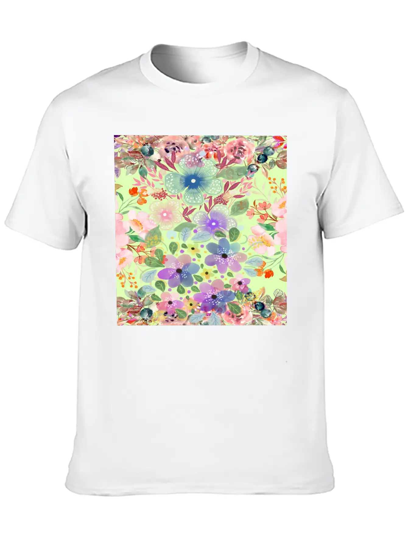 Colrful Floral Pattern Basic Graphic T-Shirt – Daily Comfort In Soft Cotton