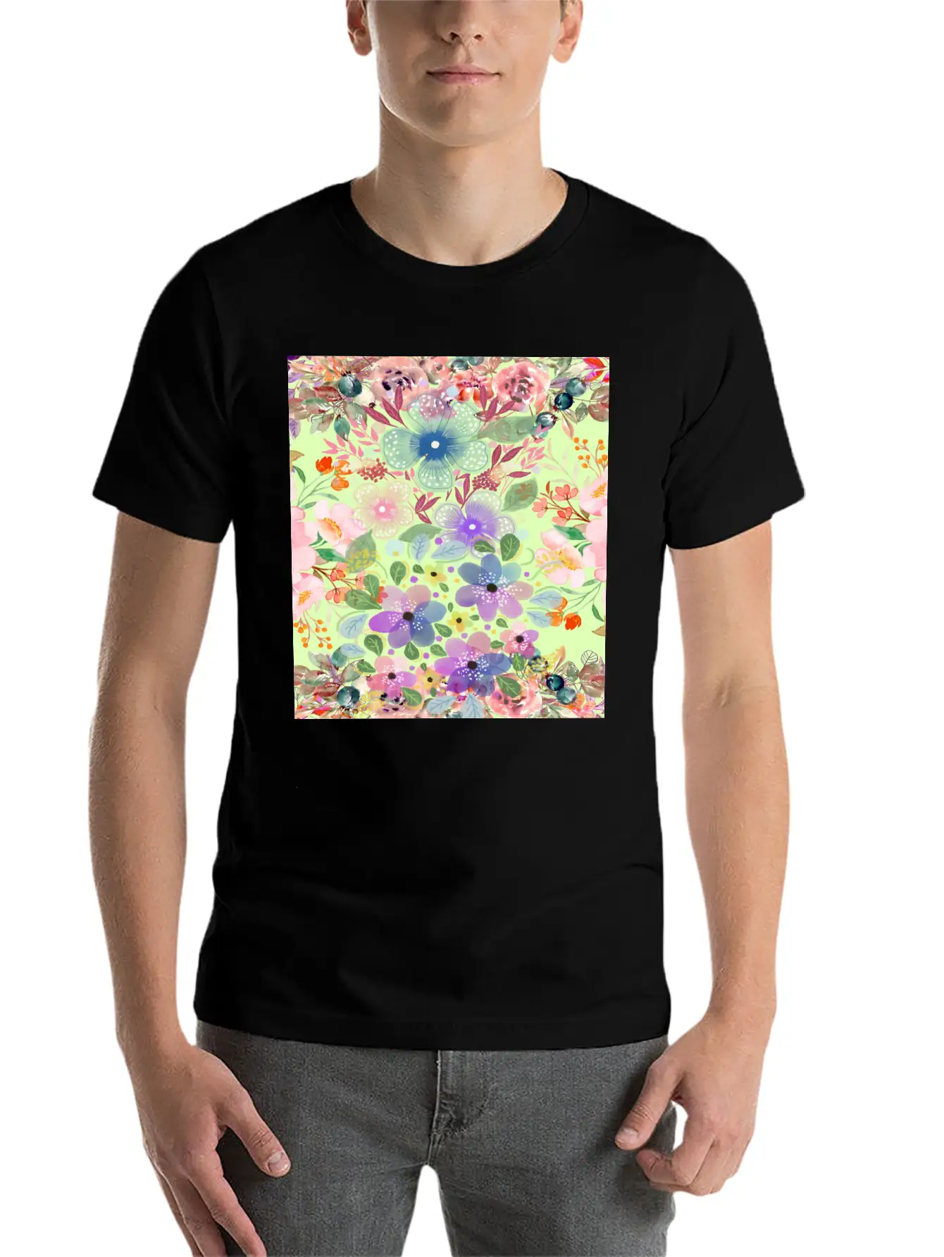 Colrful Floral Pattern Basic Graphic T-Shirt – Daily Comfort In Soft Cotton