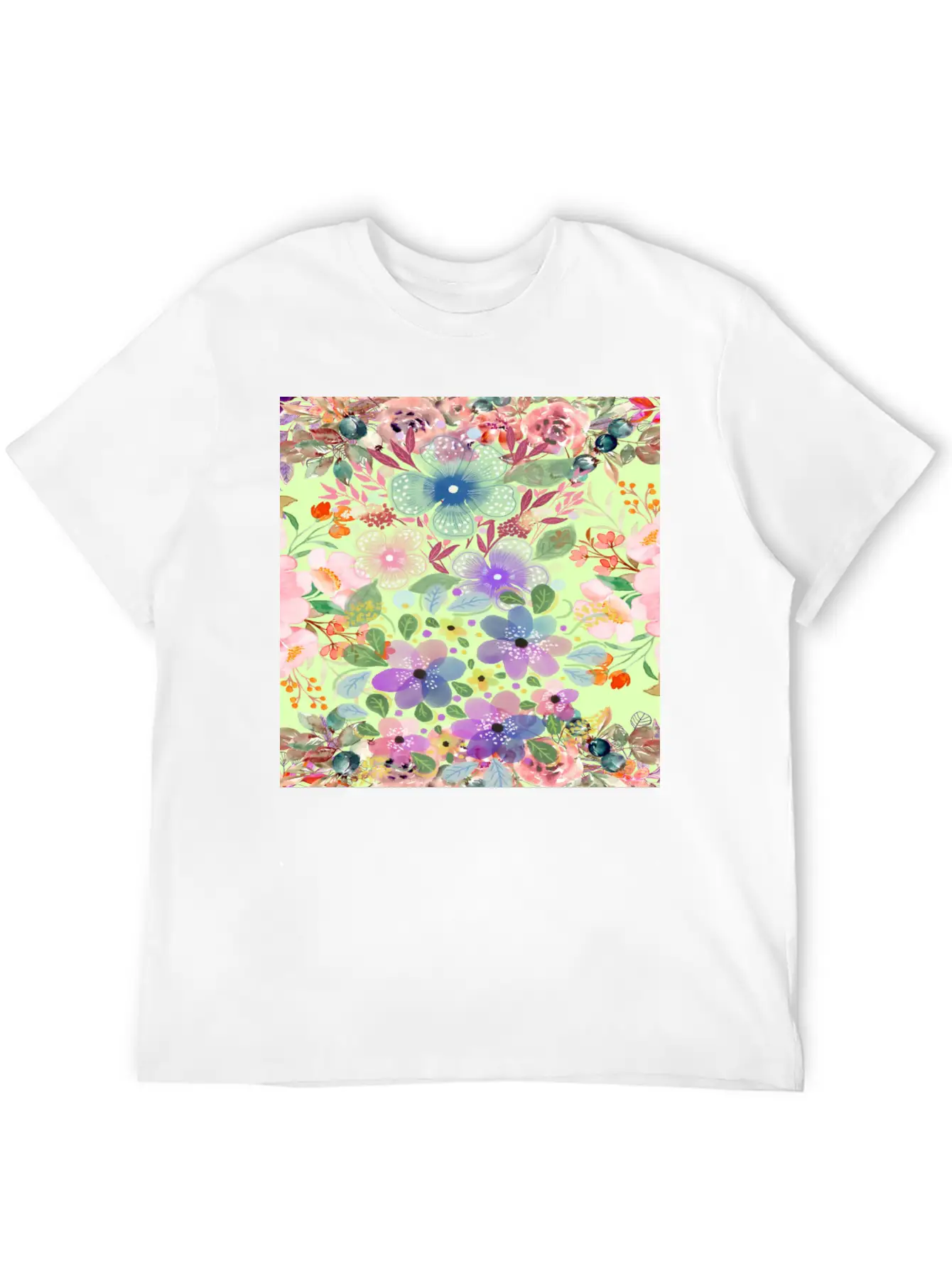 Colrful Floral Pattern Basic Graphic T-Shirt – Daily Comfort In Soft Cotton