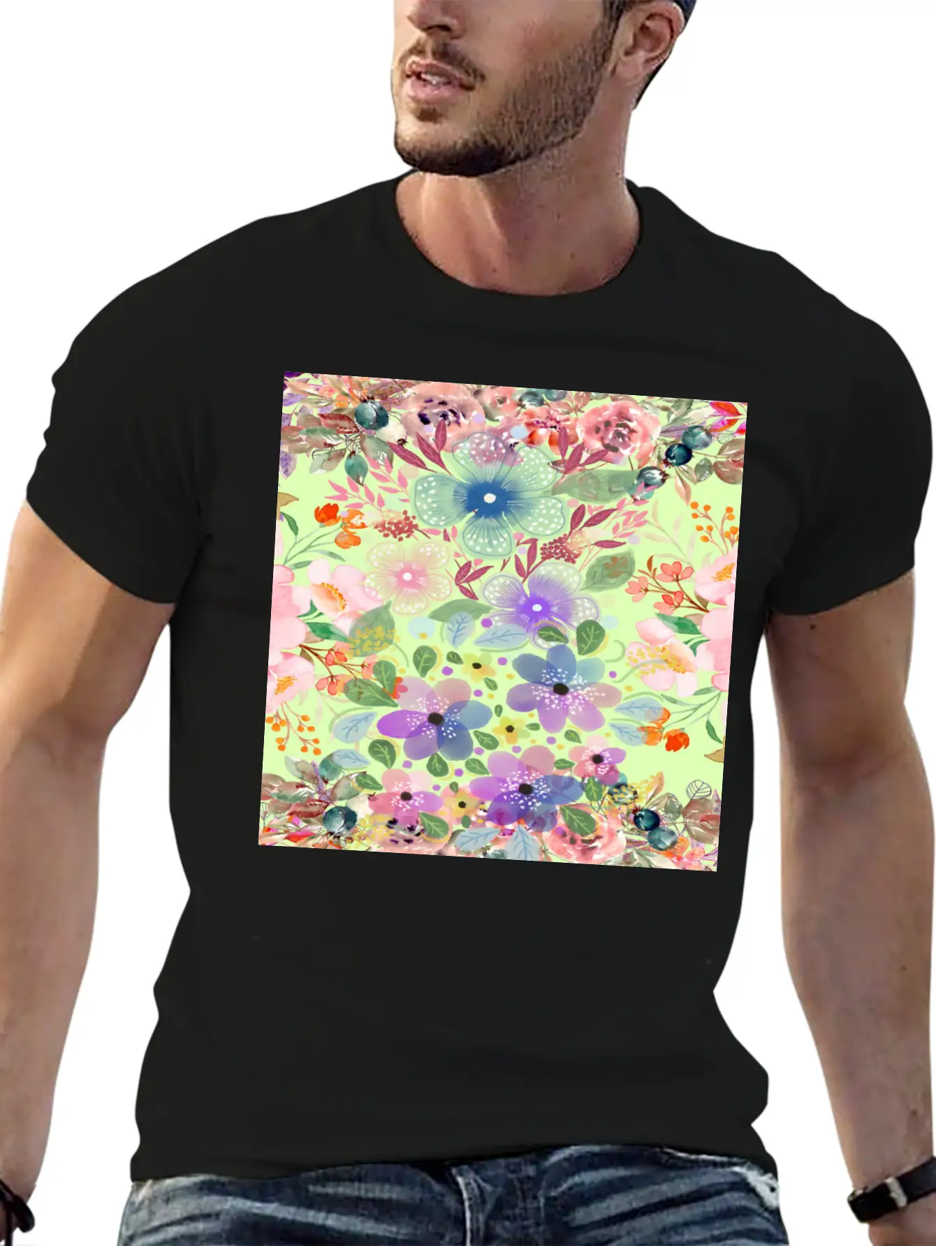 Colrful Floral Pattern Basic Graphic T-Shirt – Daily Comfort In Soft Cotton