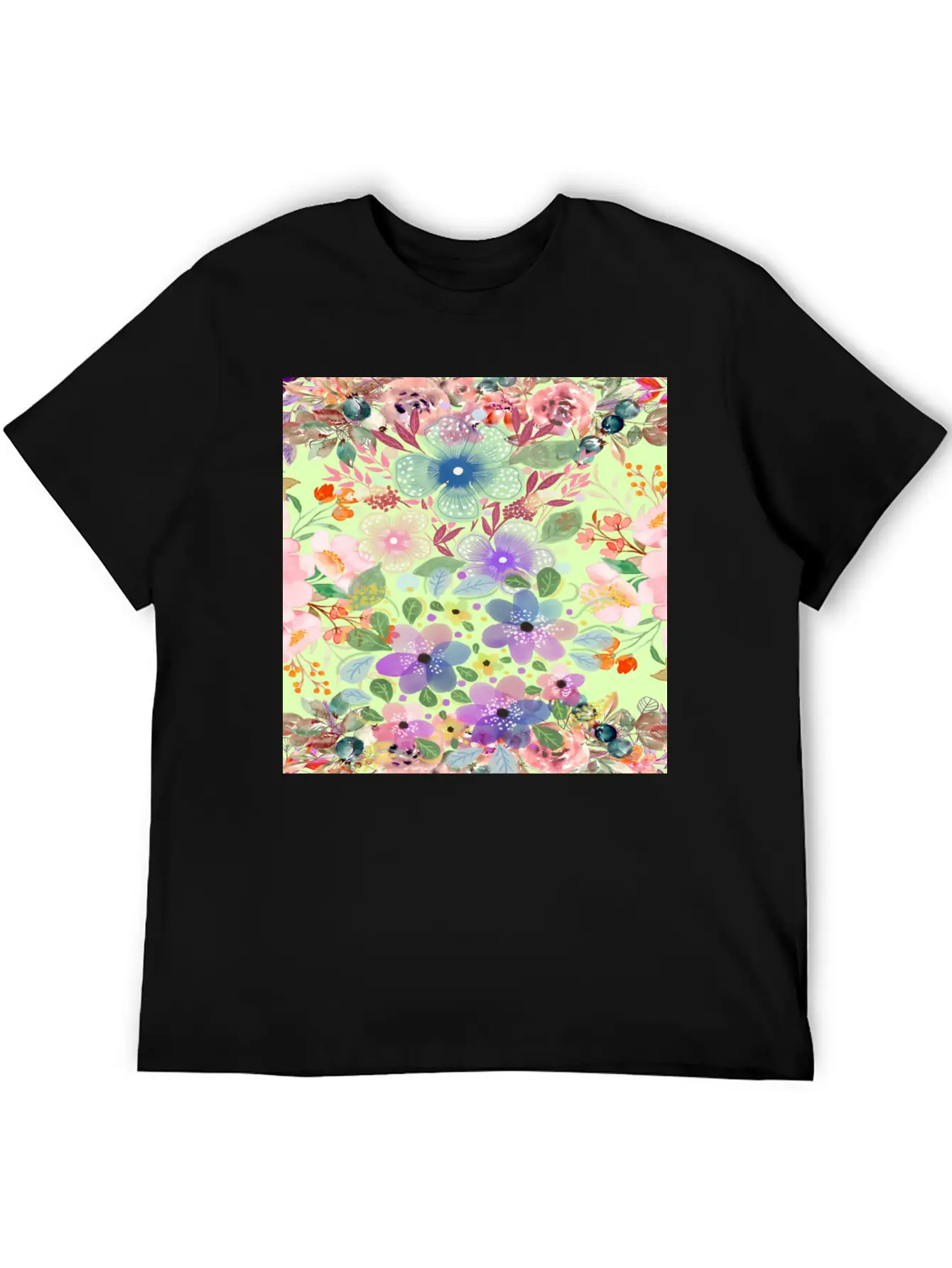 Colrful Floral Pattern Basic Graphic T-Shirt – Daily Comfort In Soft Cotton