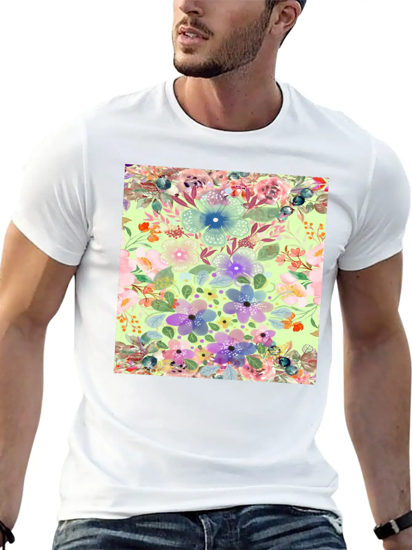 Colrful Floral Pattern Basic Graphic T-Shirt – Daily Comfort In Soft Cotton