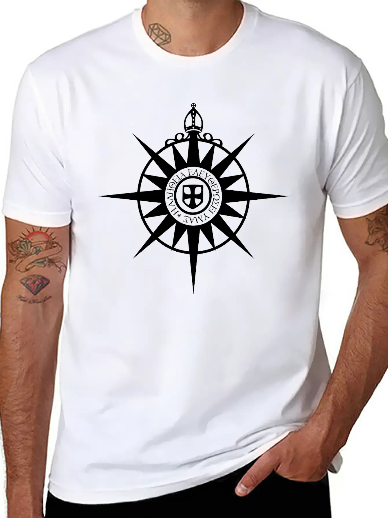 Compass Rose Unisex Short Sleeve Soft Cotton T-Shirt – Casual Everyday Wear