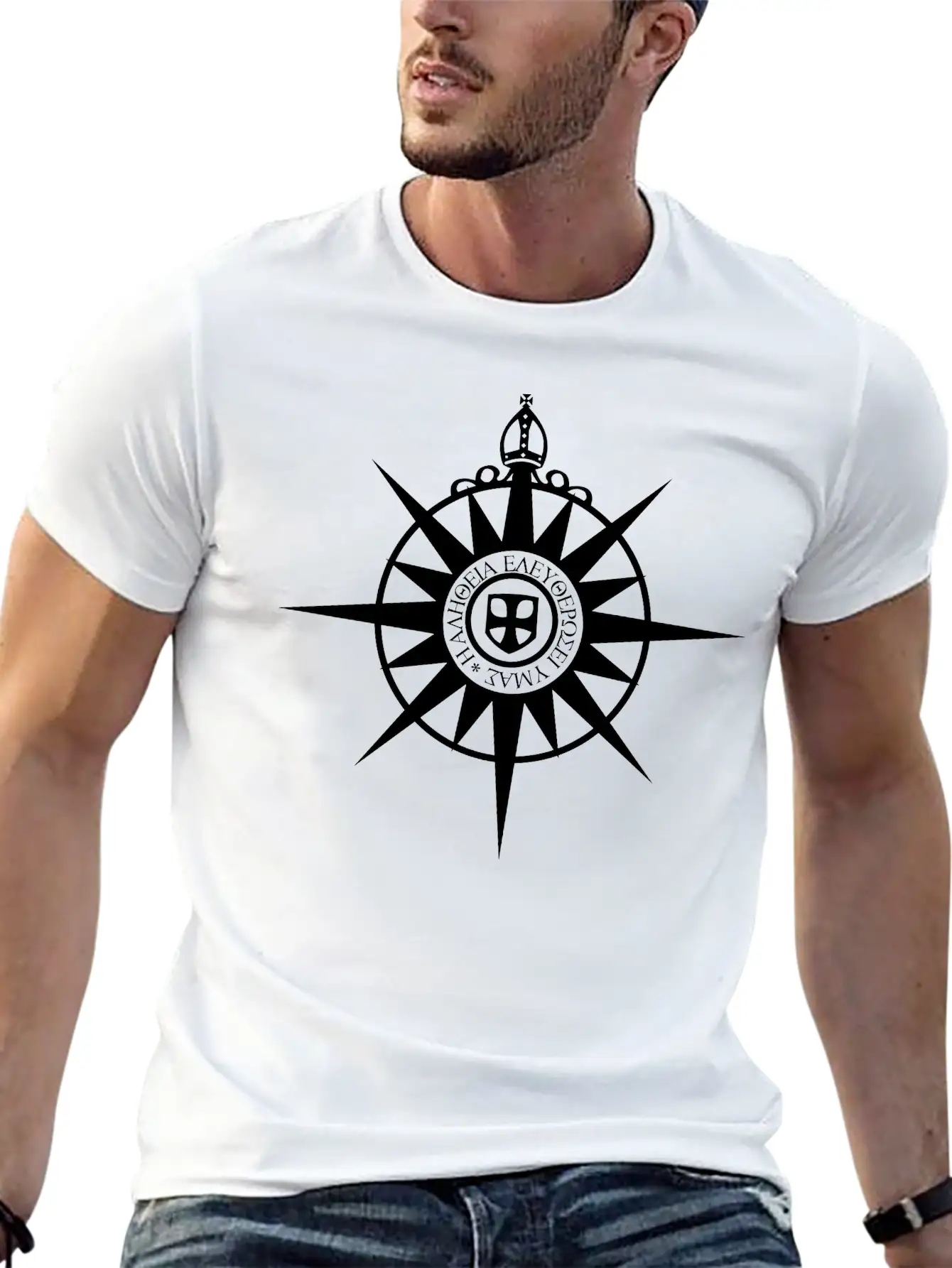 Compass Rose Unisex Short Sleeve Soft Cotton T-Shirt – Casual Everyday Wear