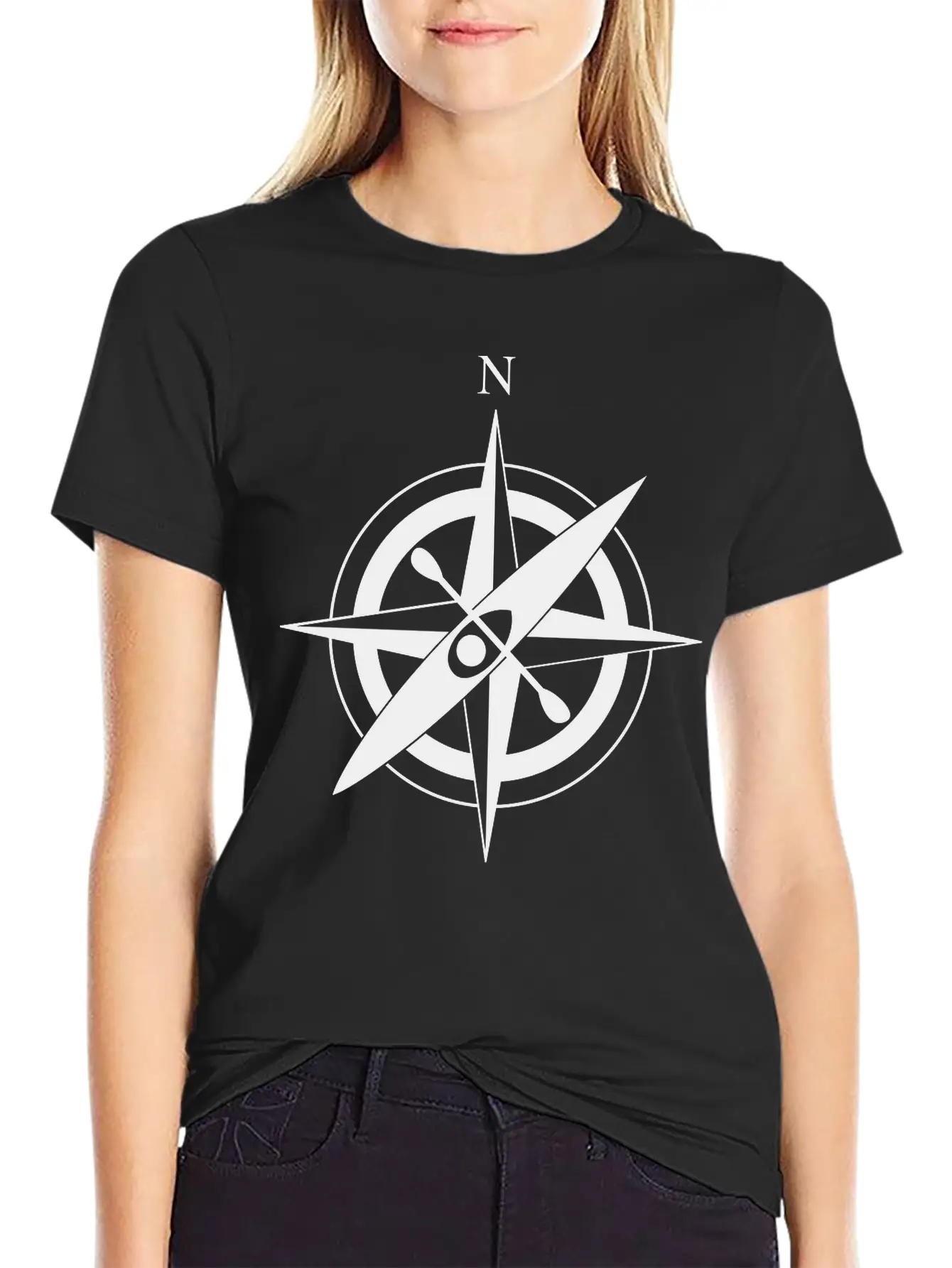 Compass Rose With Kayak Basic Graphic T-Shirt – Daily Comfort In Soft Cotton