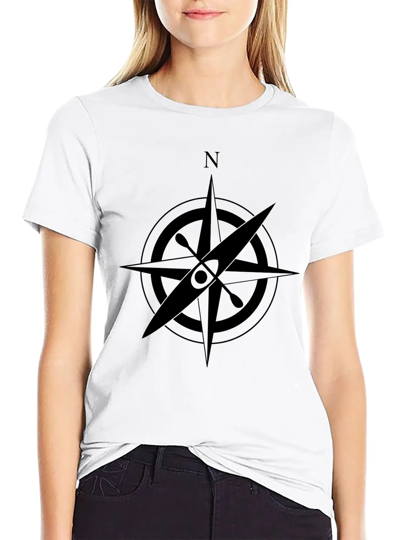 Compass Rose With Kayak Basic Graphic T-Shirt – Daily Comfort In Soft Cotton