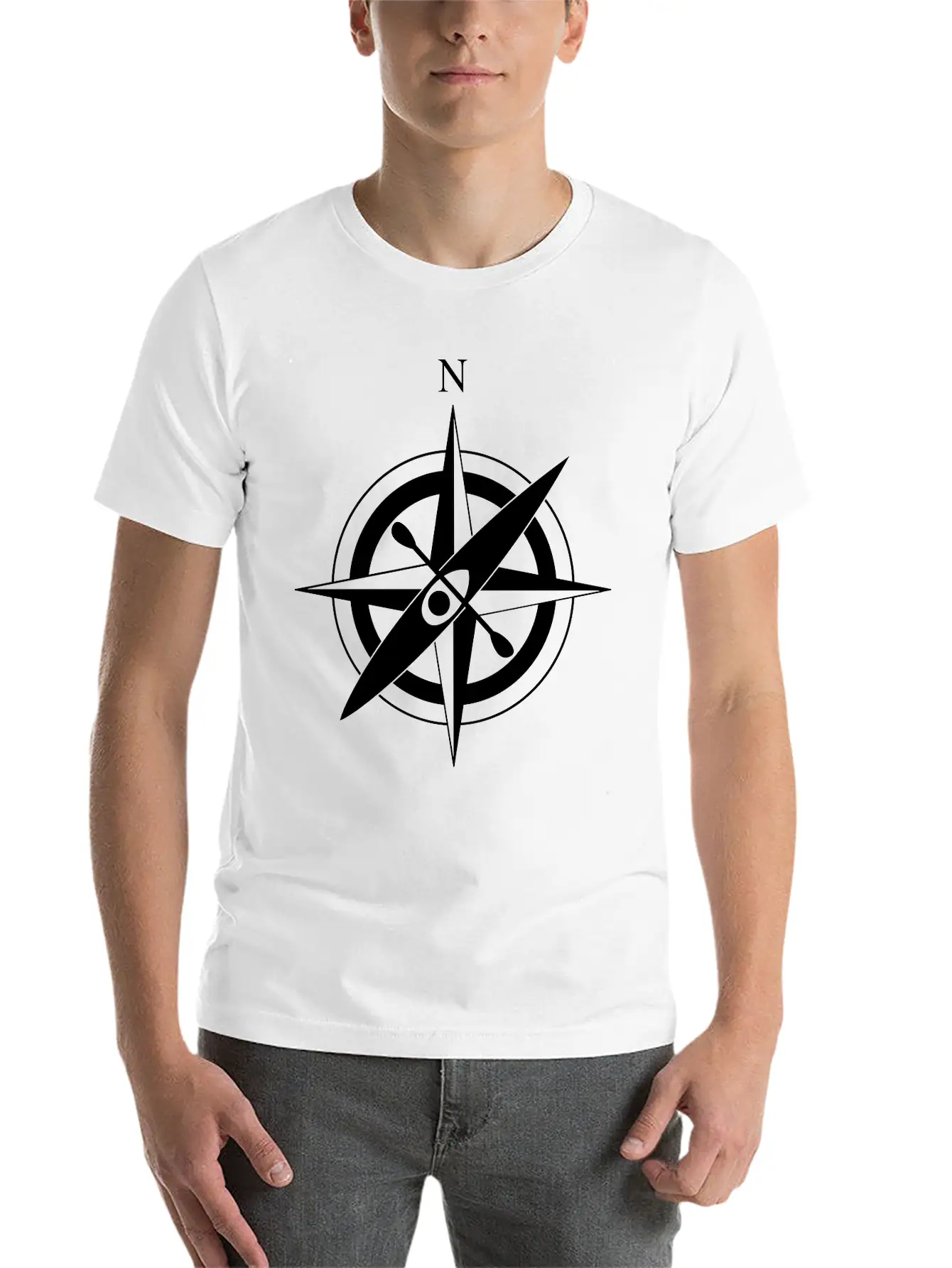 Compass Rose With Kayak Basic Graphic T-Shirt – Daily Comfort In Soft Cotton