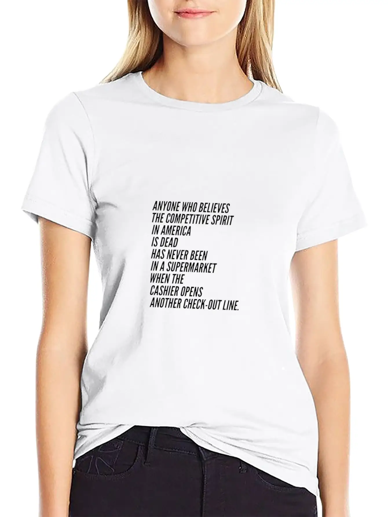 Competition America USA Funny Sayings Supermarket Essential Unisex Summer Tee – Soft Cotton Casual Fit