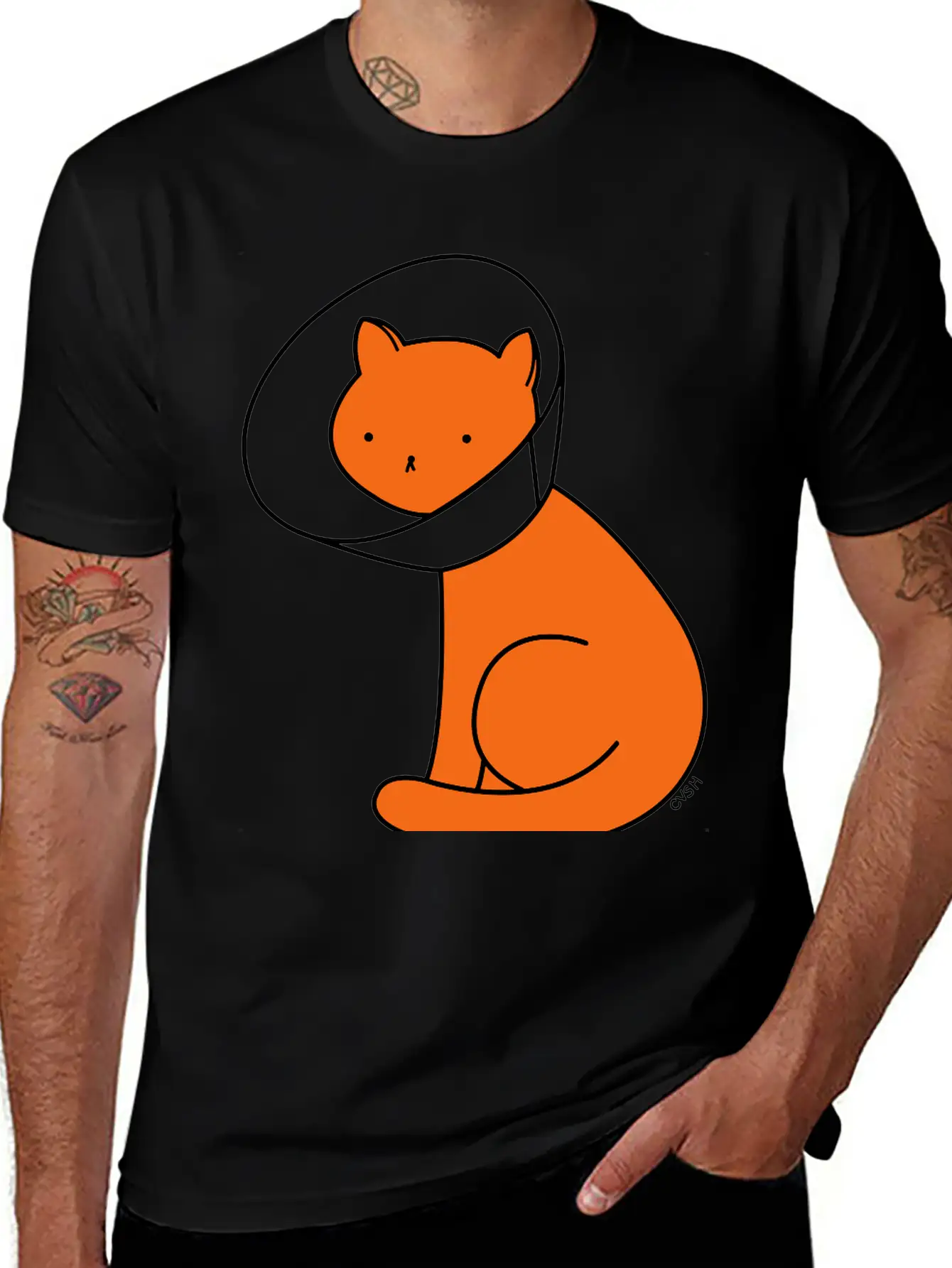 Cone Of Shame Cat Versus Humans Mp Basic Graphic T-Shirt – Daily Comfort In Soft Cotton