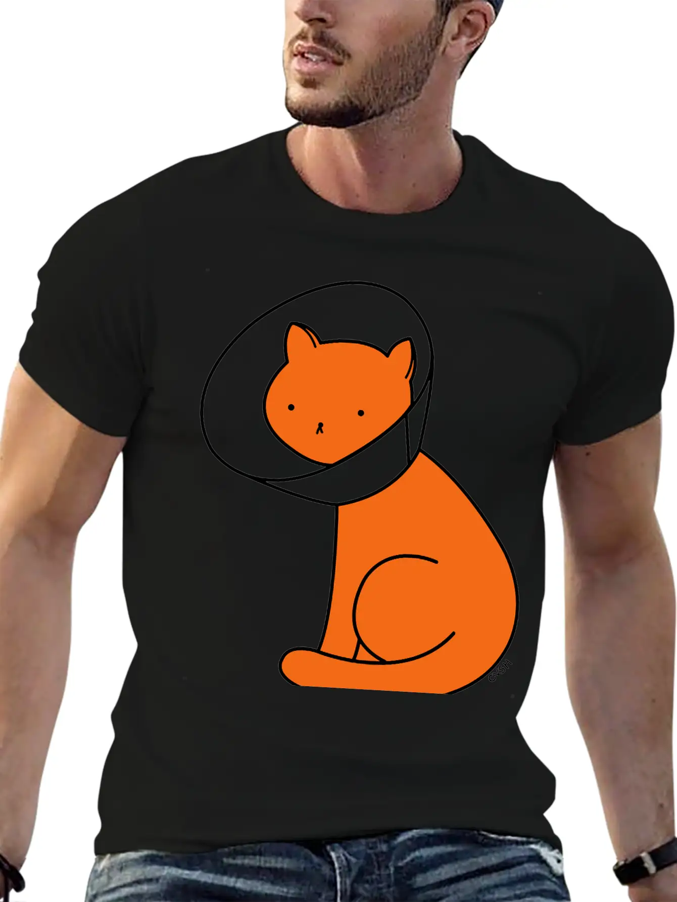 Cone Of Shame Cat Versus Humans Mp Basic Graphic T-Shirt – Daily Comfort In Soft Cotton