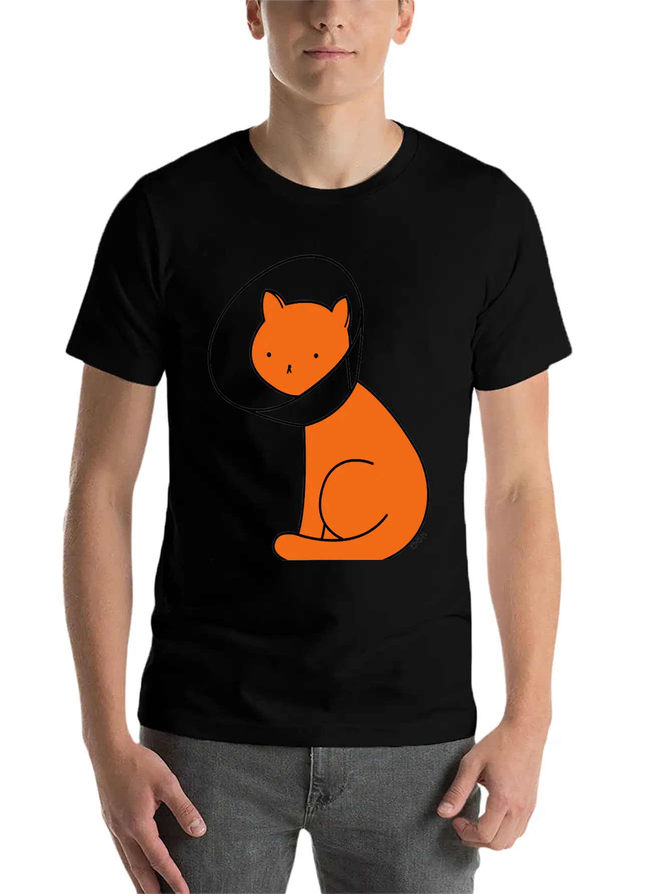 Cone Of Shame Cat Versus Humans Mp Basic Graphic T-Shirt – Daily Comfort In Soft Cotton
