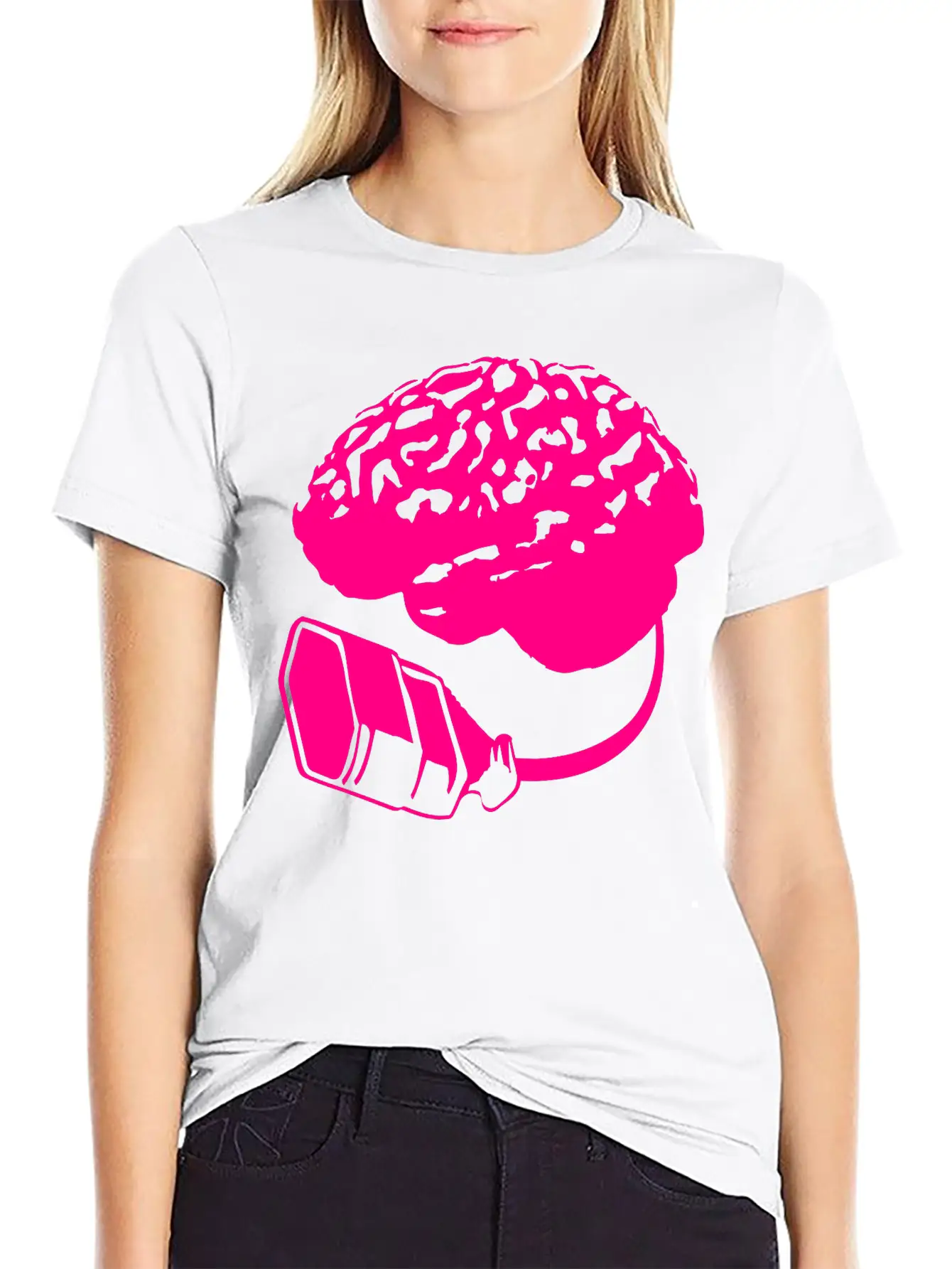 Connecting Thinking Brain Power Plug Electronicall Basic Graphic T-Shirt – Daily Comfort In Soft Cotton