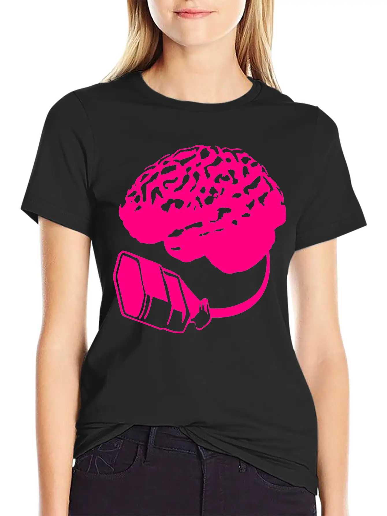 Connecting Thinking Brain Power Plug Electronicall Basic Graphic T-Shirt – Daily Comfort In Soft Cotton
