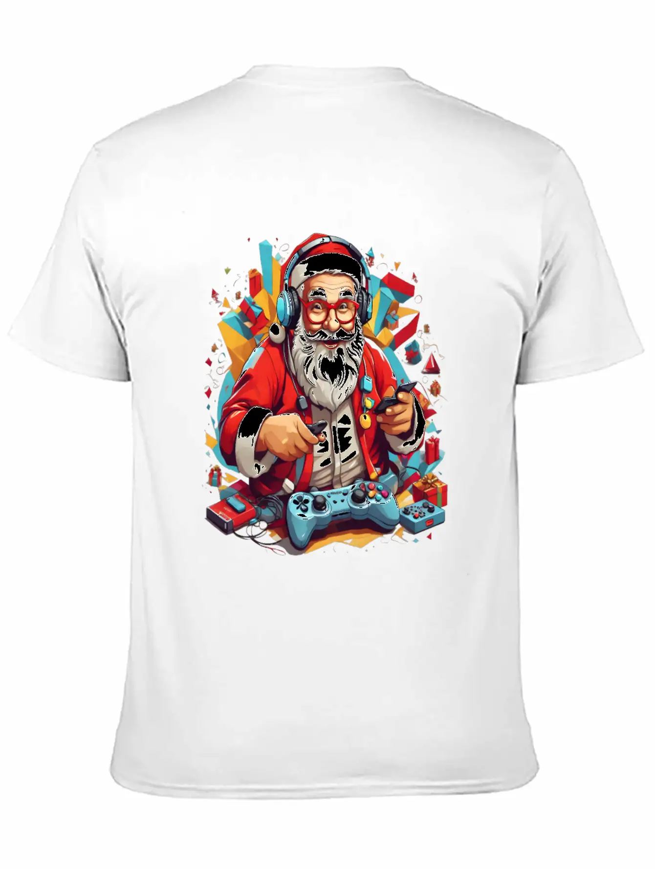 Console In Claus' Hands, Santa's Gaming Magic Unisex Short Sleeve Soft Cotton T-Shirt – Casual Everyday Wear
