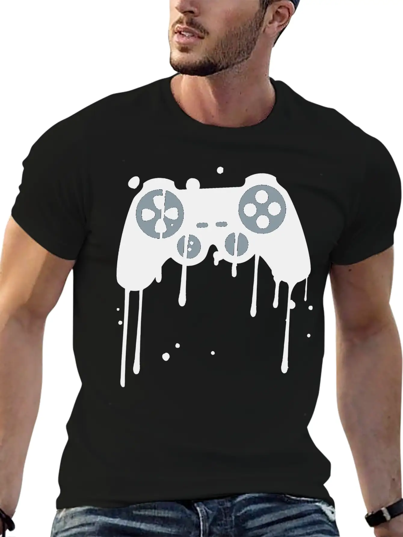 Controller Graffiti Drip Klex Color Splash Unisex Short Sleeve Soft Cotton T-Shirt – Casual Everyday Wear