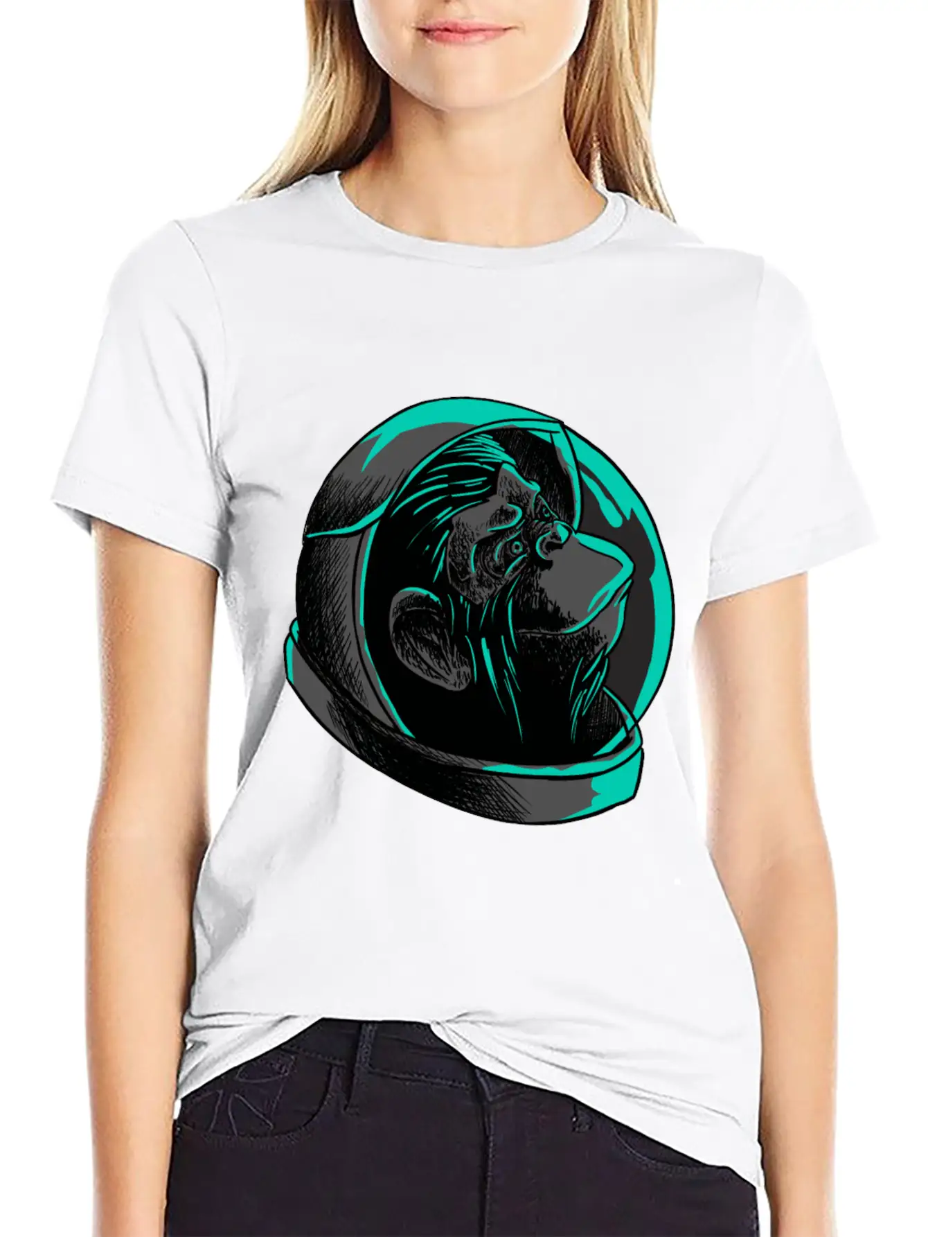 Cool Astronaut Monkey Head T-Shirt - Funny Ape Comfortable Minimalist Graphic Tee – Summer Style Essential
