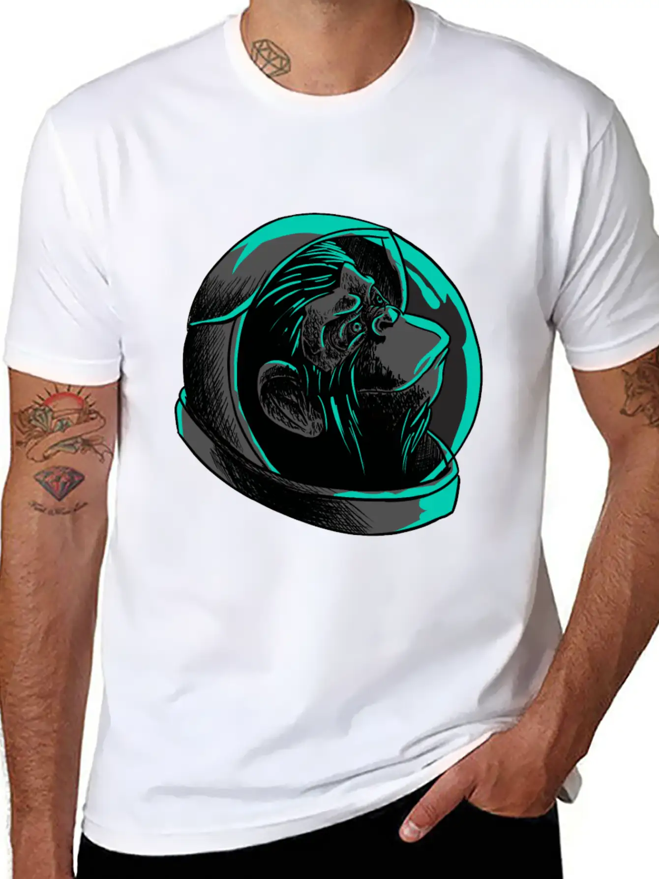 Cool Astronaut Monkey Head T-Shirt - Funny Ape Comfortable Minimalist Graphic Tee – Summer Style Essential