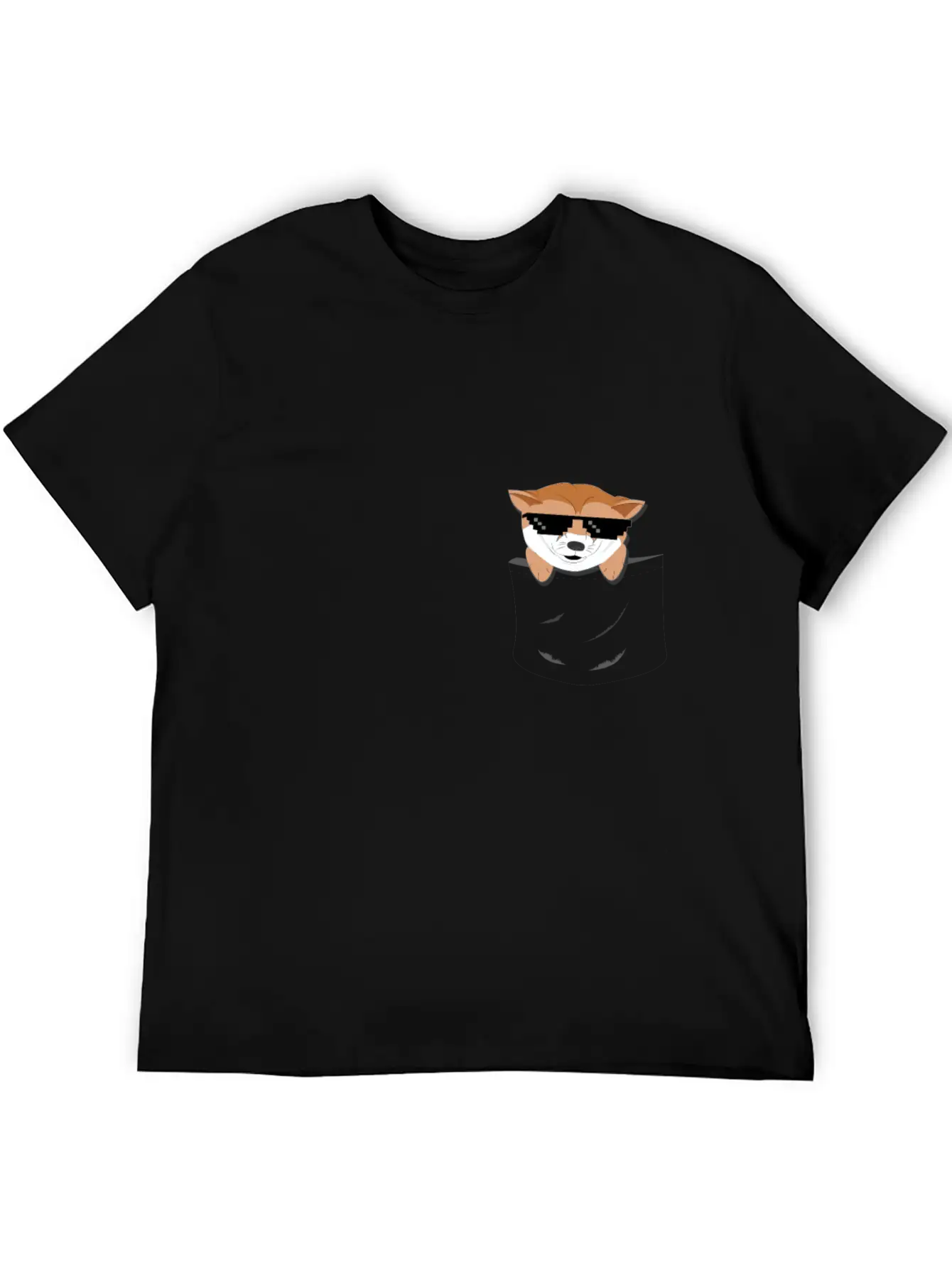 Cool Doge In Pocket T- Shirt Stylish Everyday T-Shirt – Unisex Basic Cotton Tee