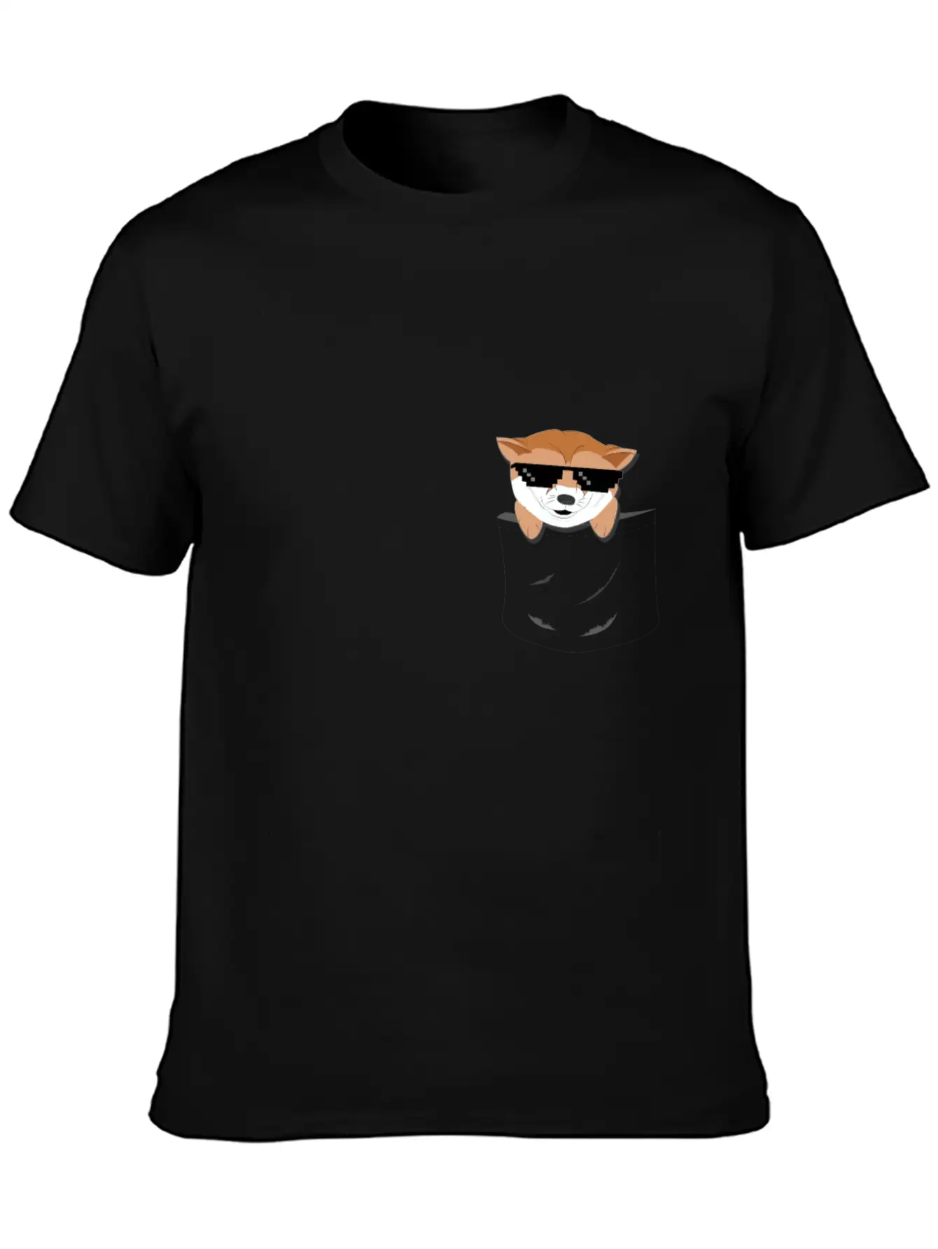Cool Doge In Pocket T- Shirt Stylish Everyday T-Shirt – Unisex Basic Cotton Tee