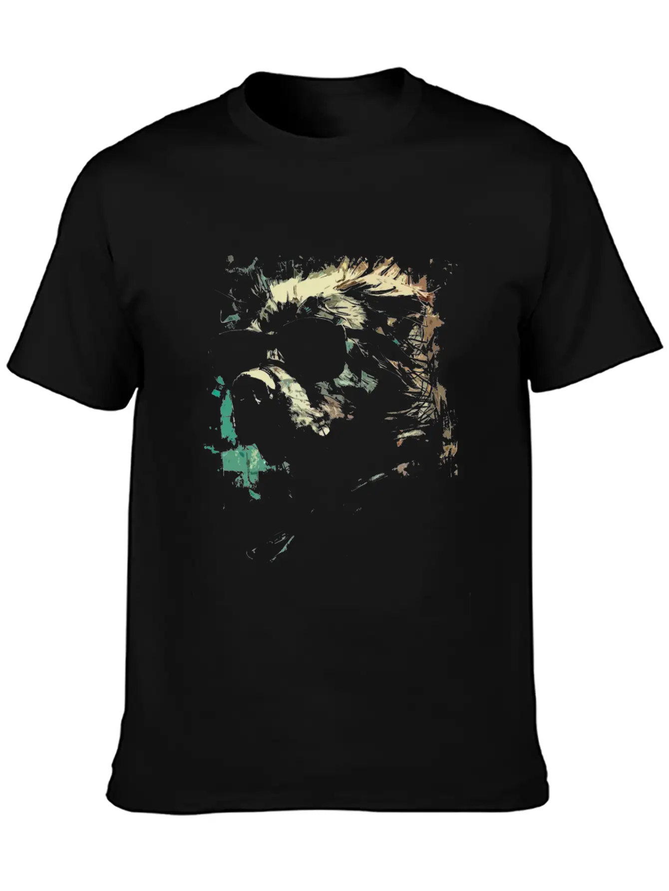Cool Gangster Dog Grunge Portrait T-Shirt Timeless Short Sleeve Tee – Comfy And Minimalist Design