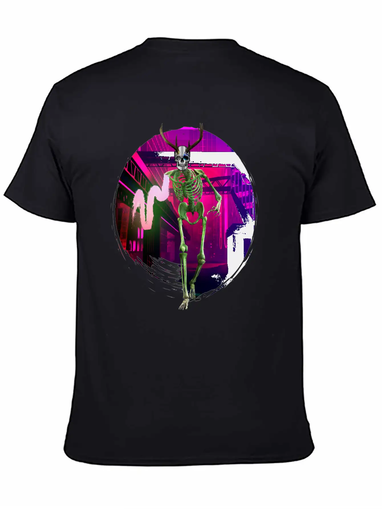 Cool Gothic Cyberpunk Portal City Creepy Skeleton Comfortable Minimalist Graphic Tee – Summer Style Essential