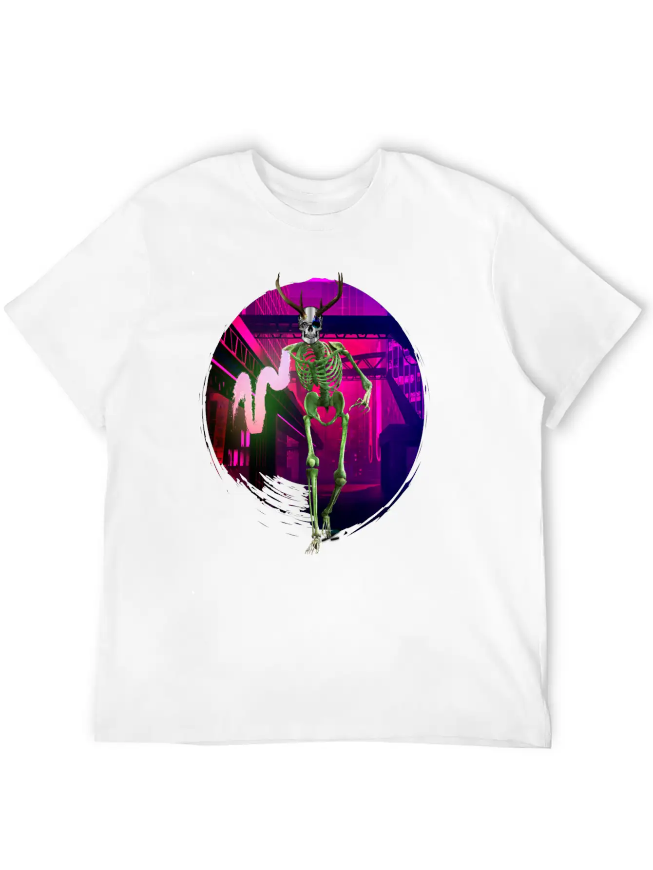 Cool Gothic Cyberpunk Portal City Creepy Skeleton Comfortable Minimalist Graphic Tee – Summer Style Essential