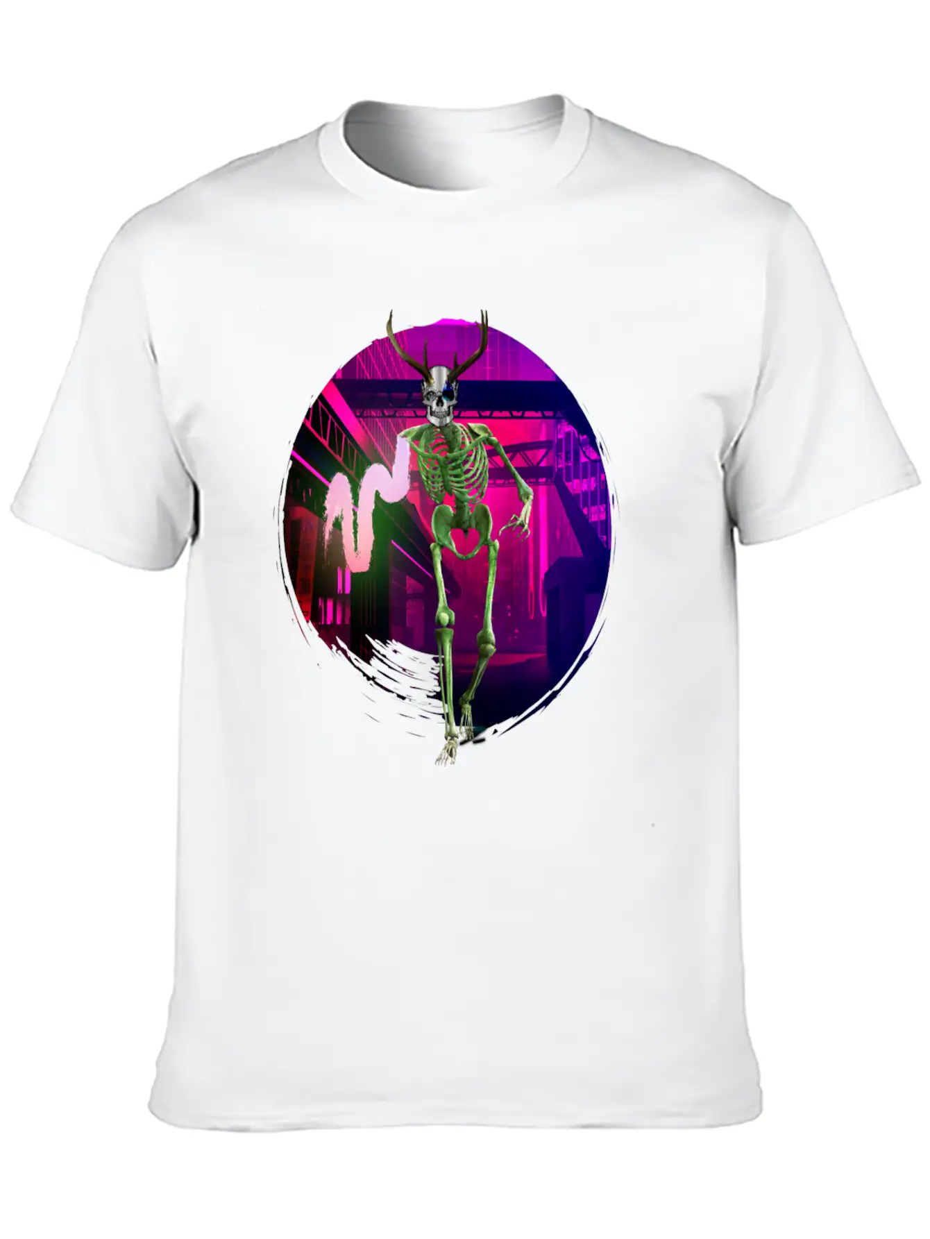 Cool Gothic Cyberpunk Portal City Creepy Skeleton Comfortable Minimalist Graphic Tee – Summer Style Essential